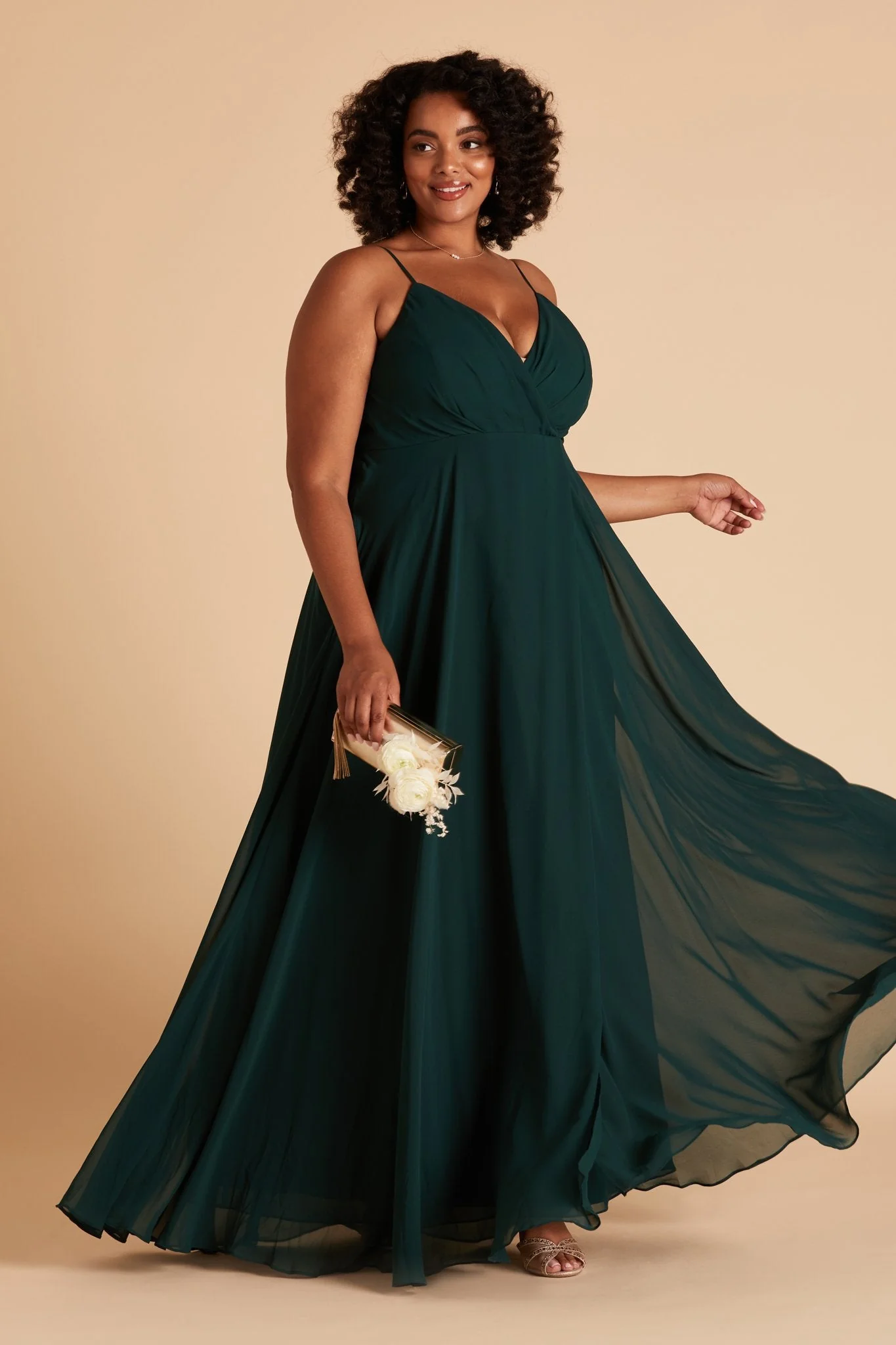 Kaia Chiffon Dress - Emerald - Image 14