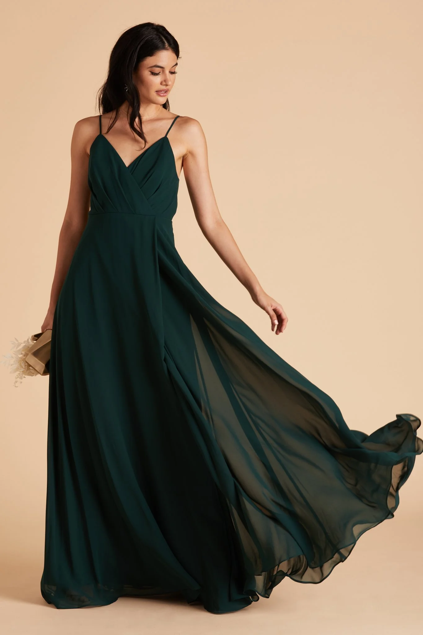 Kaia Chiffon Dress - Emerald - Image 2