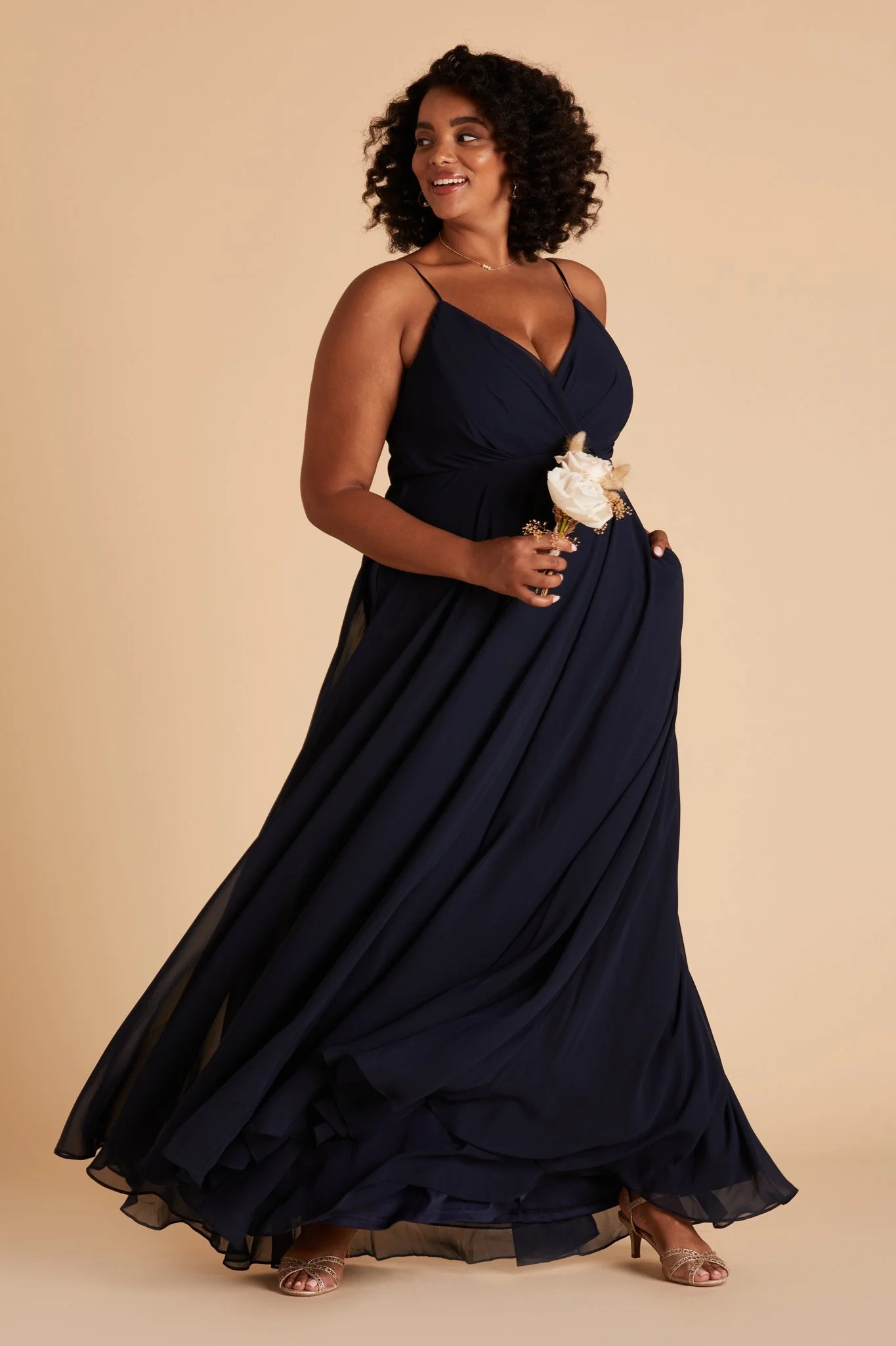 Kaia Chiffon Dress - Navy - Image 9