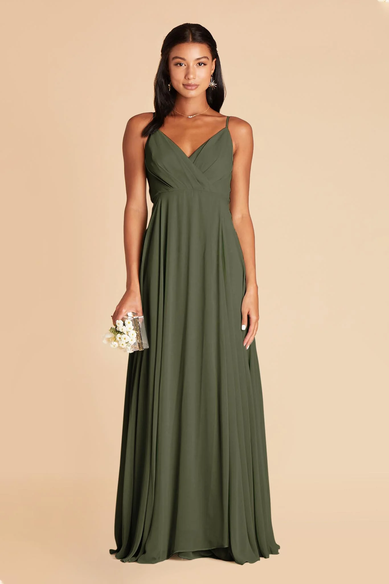 Kaia Chiffon Dress - Olive - Image 3