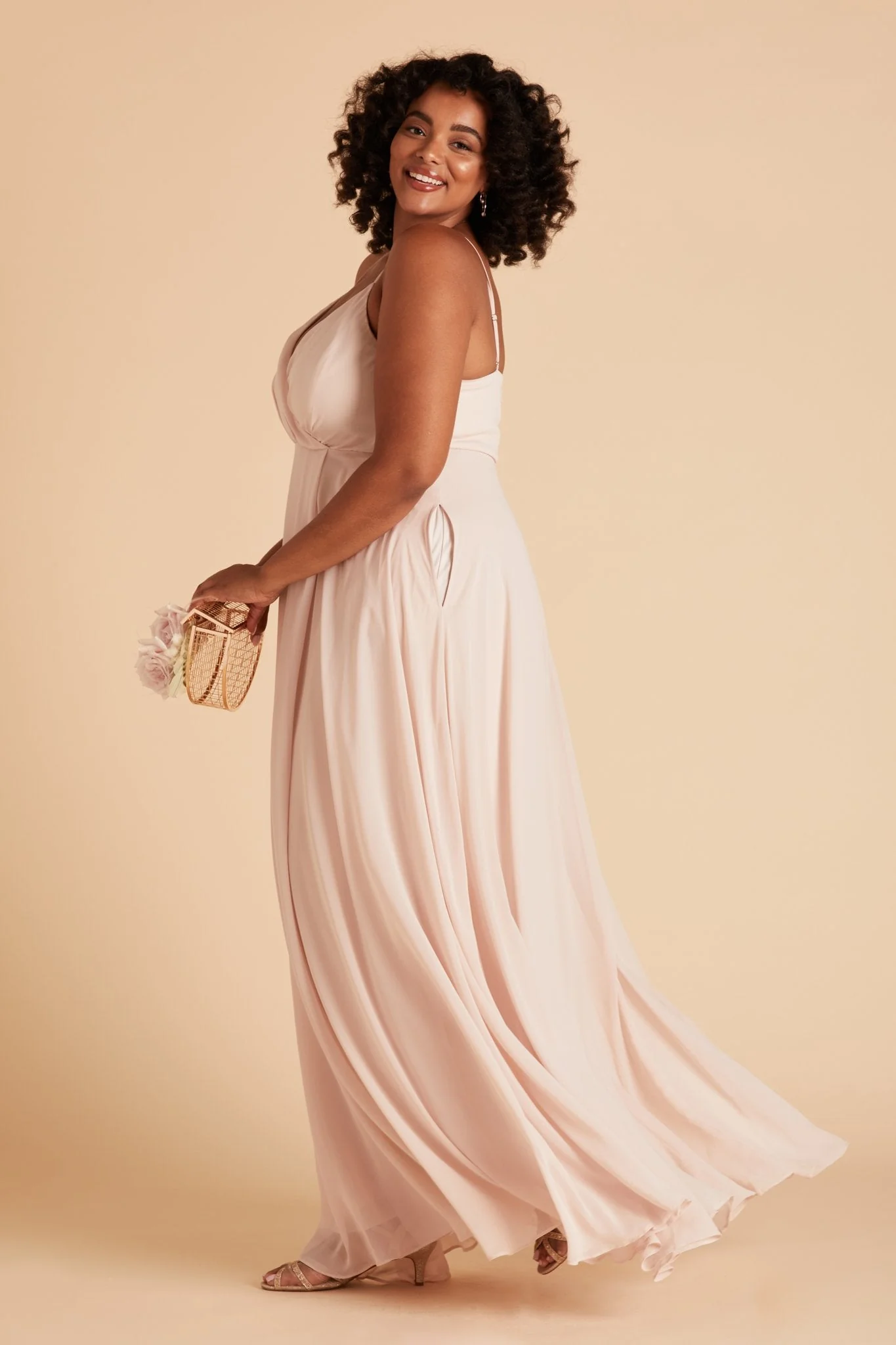 Kaia Chiffon Dress - Pale Blush - Image 14