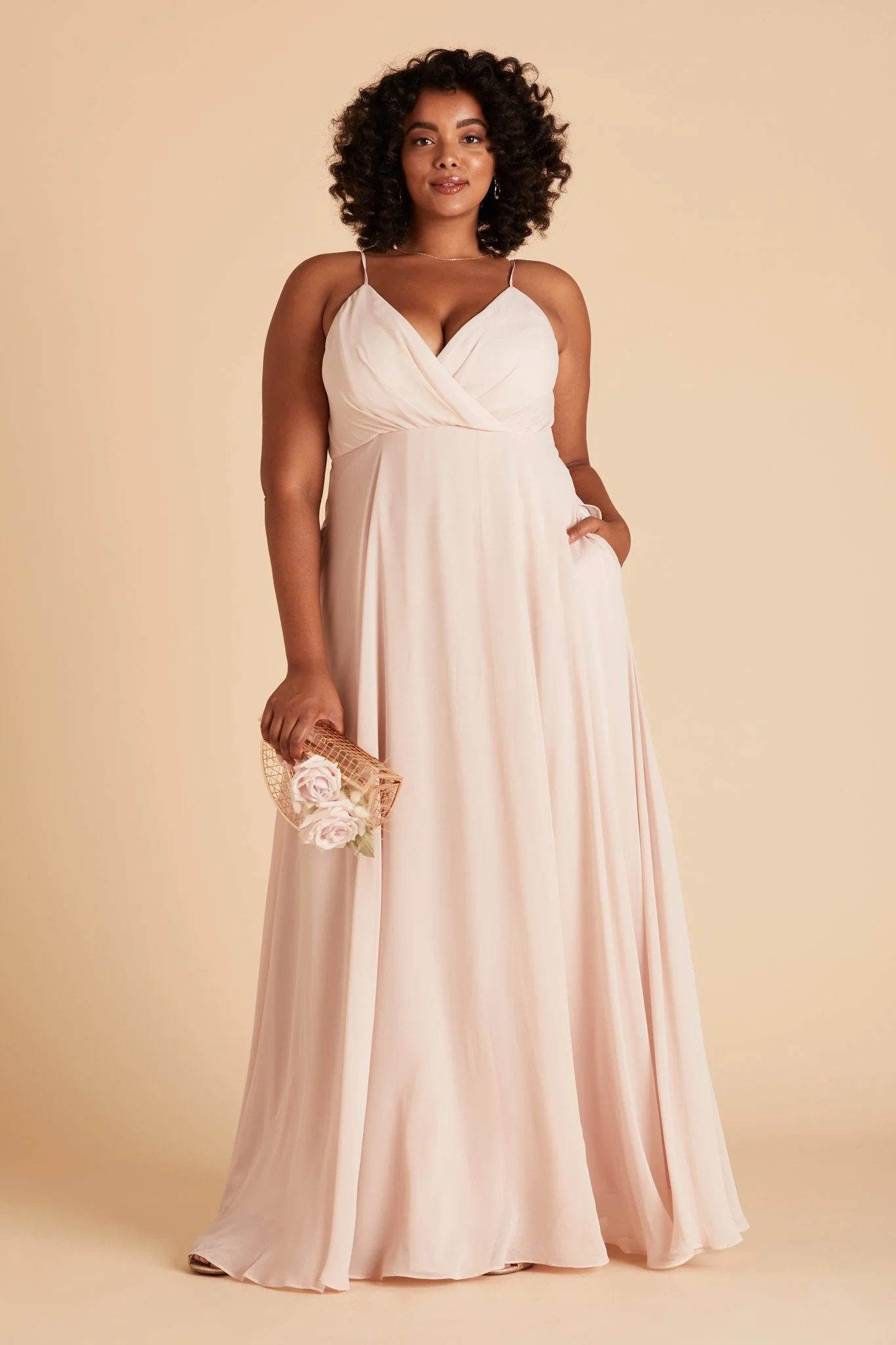 Kaia Chiffon Dress - Pale Blush - Image 2