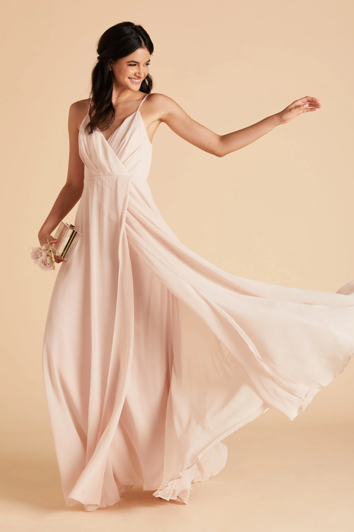 Kaia Chiffon Dress - Pale Blush - Image 6