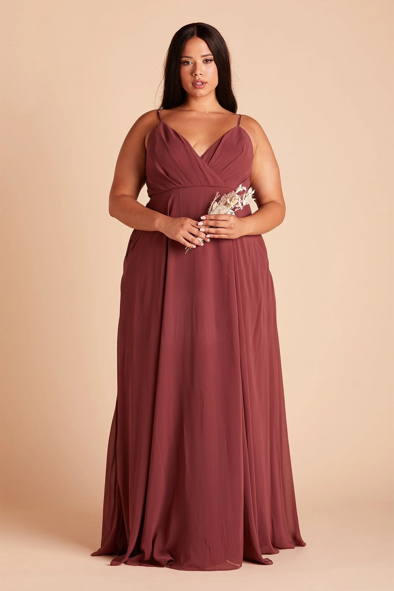 Kaia Chiffon Dress - Rosewood - Image 2