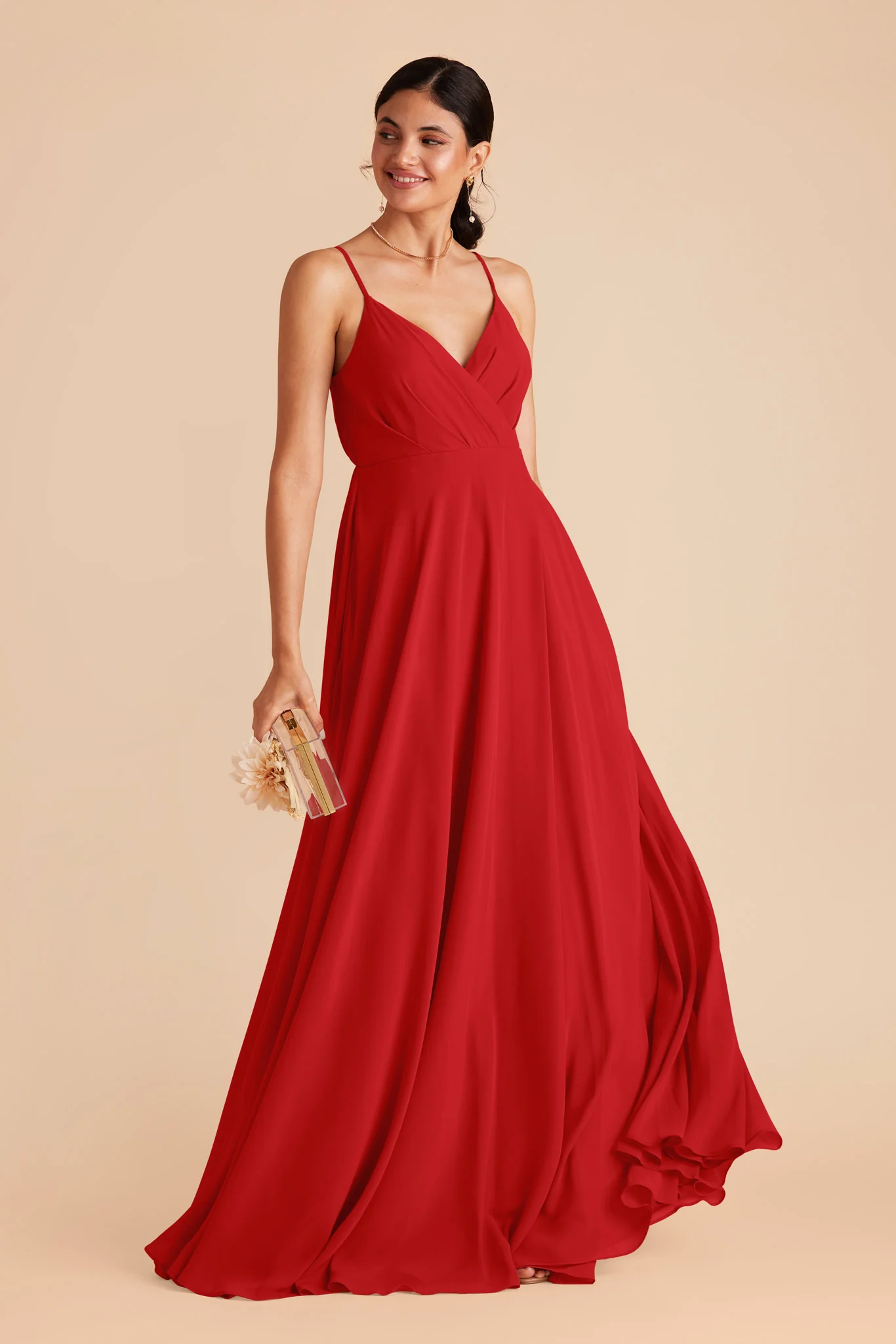 Kaia Chiffon Dress - Ruby Red