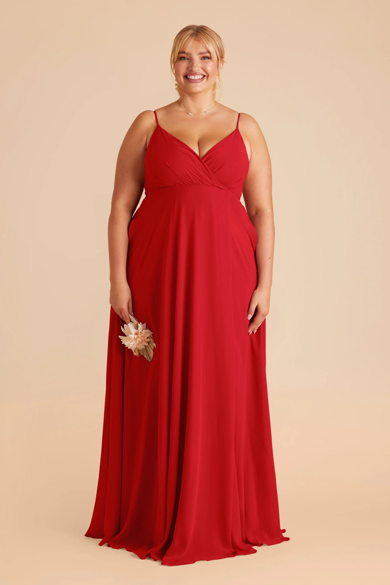 Kaia Chiffon Dress - Ruby Red - Image 2