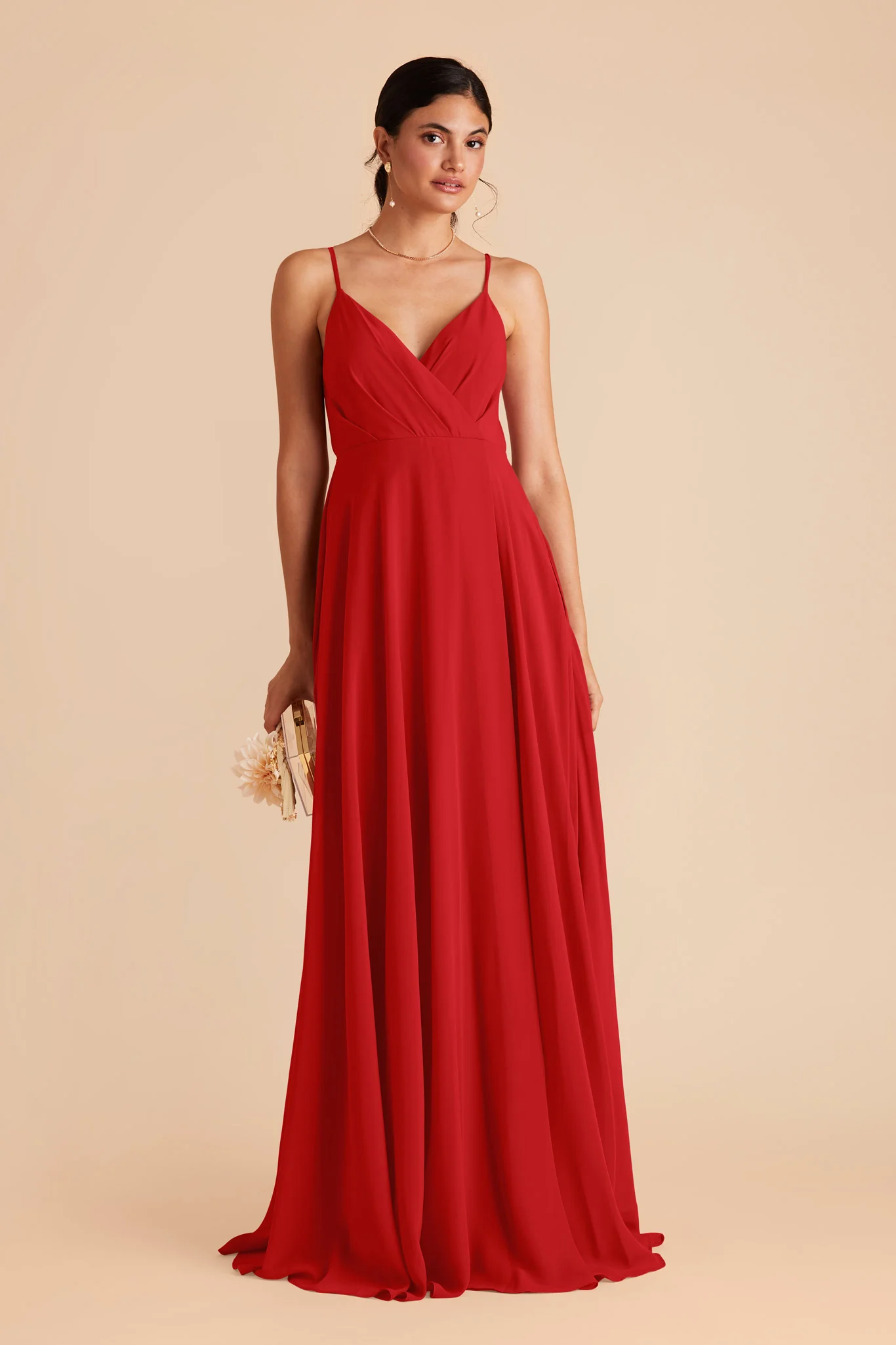 Kaia Chiffon Dress - Ruby Red - Image 4