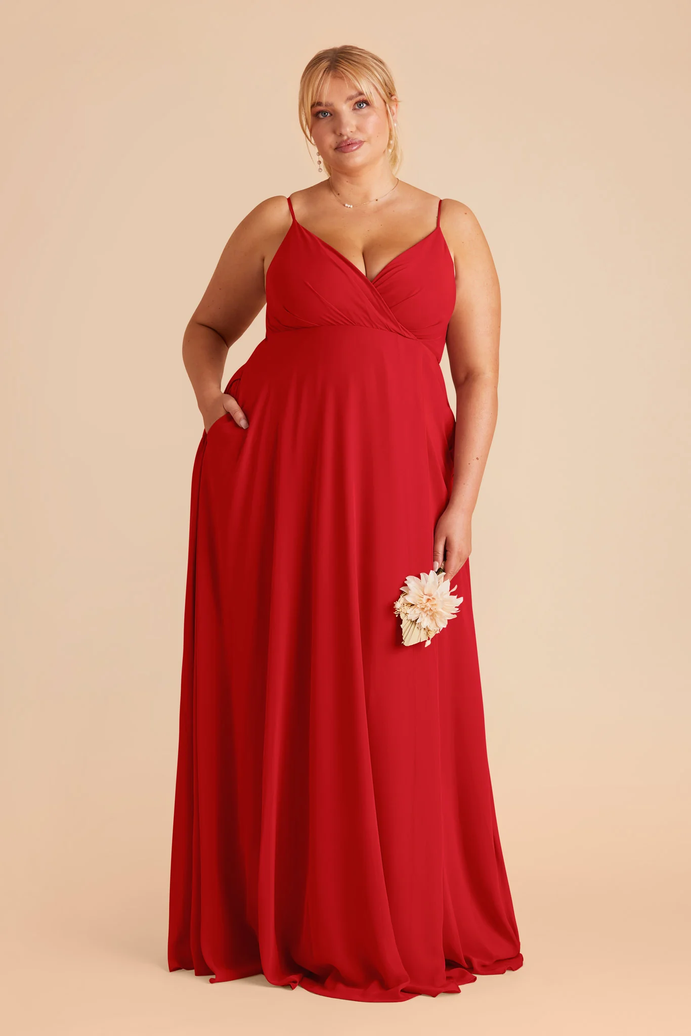 Kaia Chiffon Dress - Ruby Red - Image 6