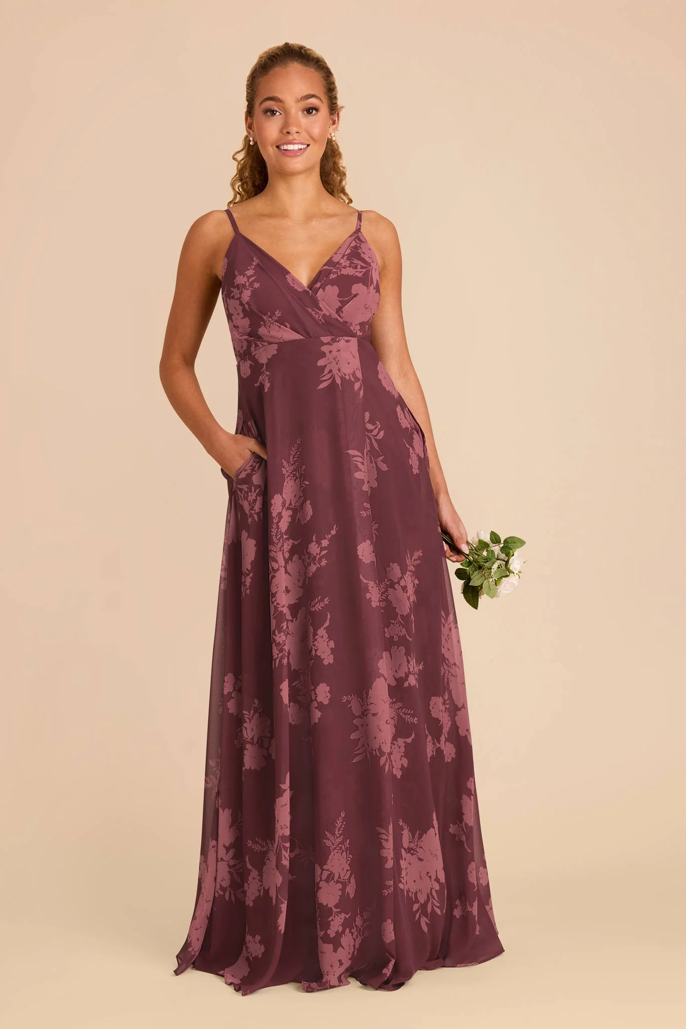 Kaia Chiffon Dress - Sangria Whimsical Blooms - Image 3