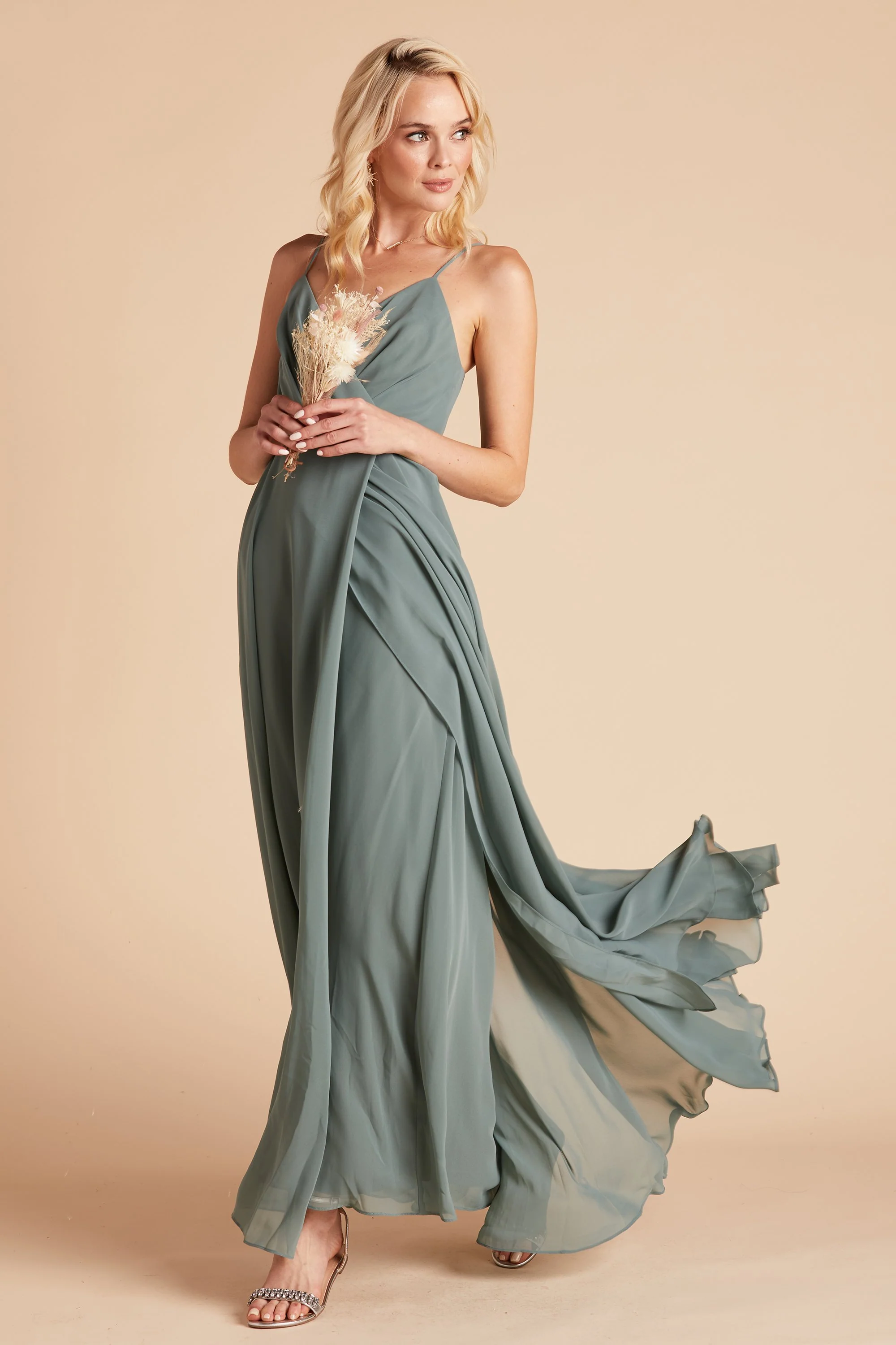 Kaia Chiffon Dress - Sea Glass - Image 3