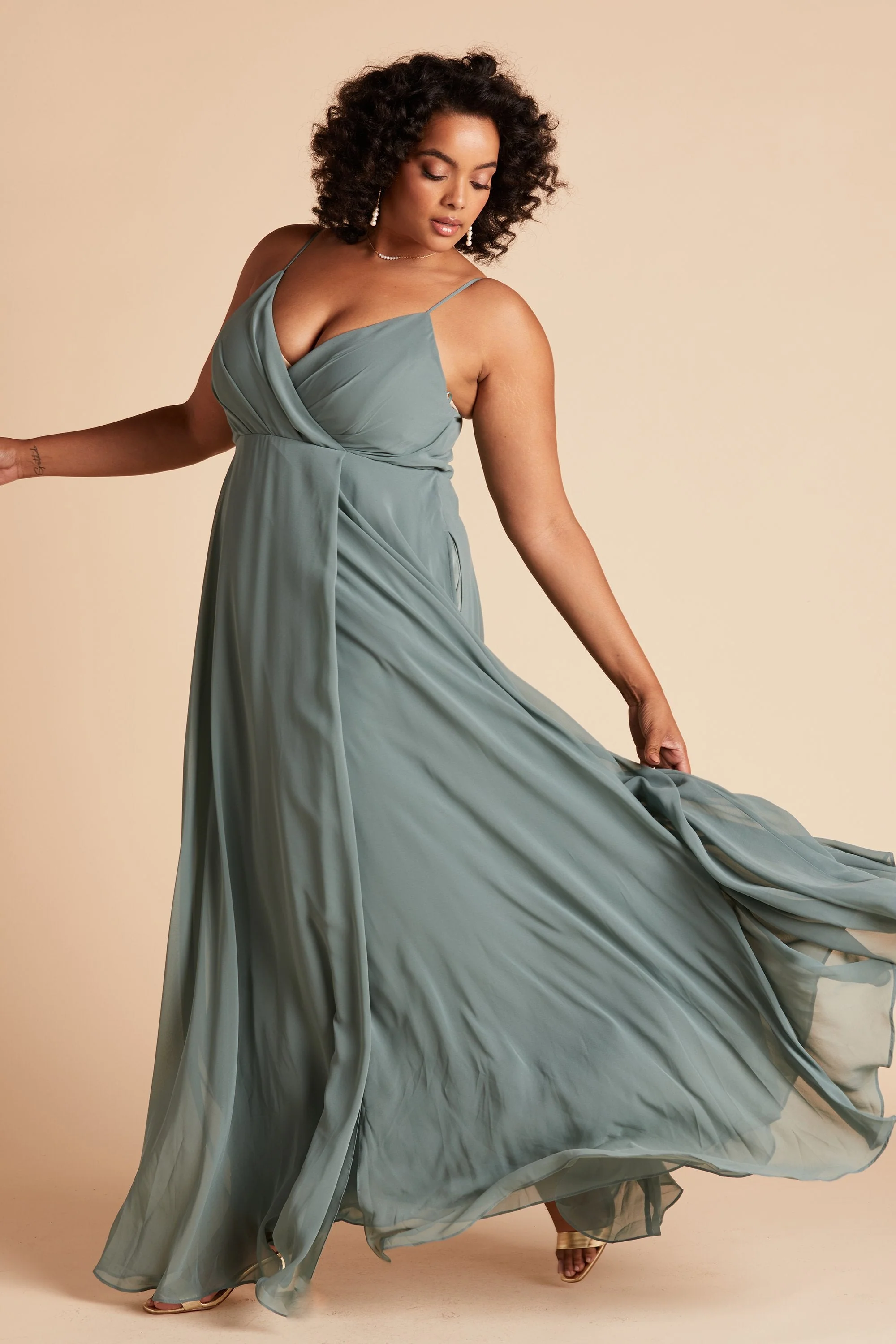 Kaia Chiffon Dress - Sea Glass - Image 9