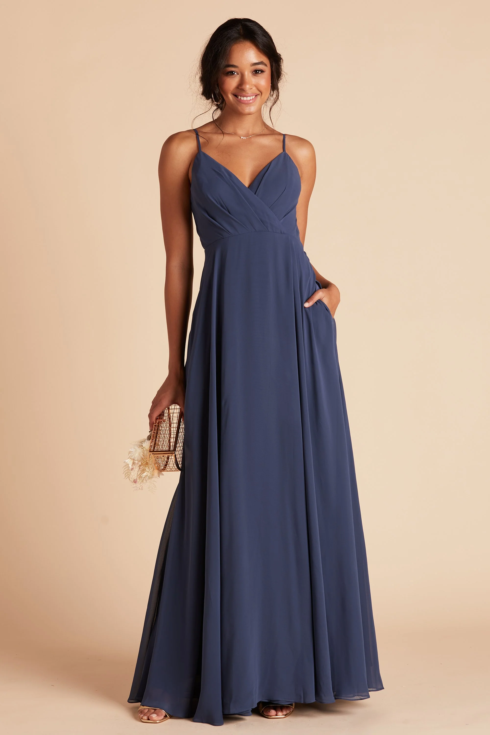 Kaia Chiffon Dress - Slate Blue - Image 4