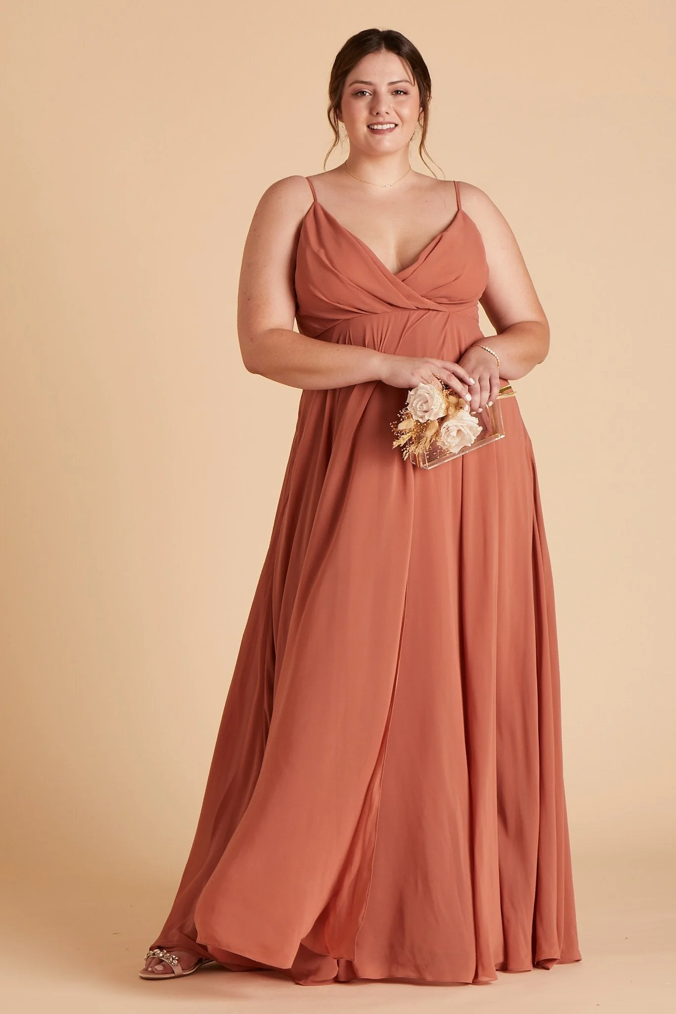 Kaia Chiffon Dress - Terracotta - Image 11