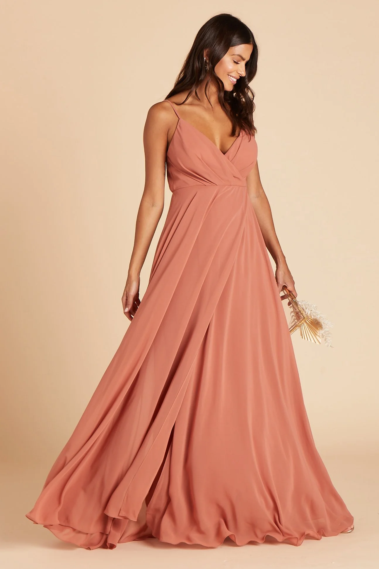 Kaia Chiffon Dress - Terracotta - Image 3