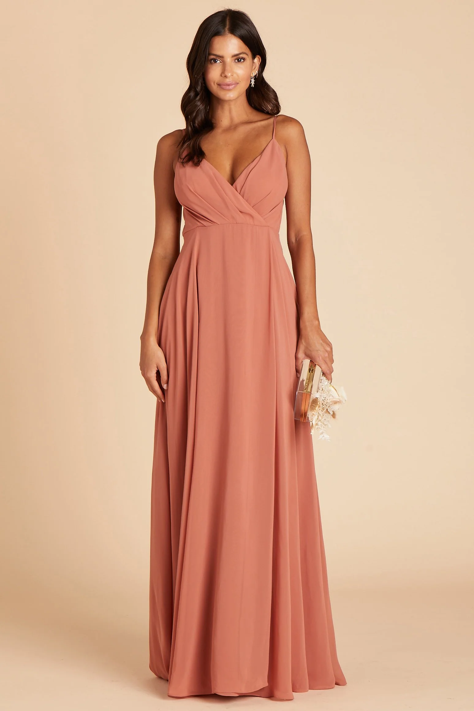 Kaia Chiffon Dress - Terracotta - Image 4