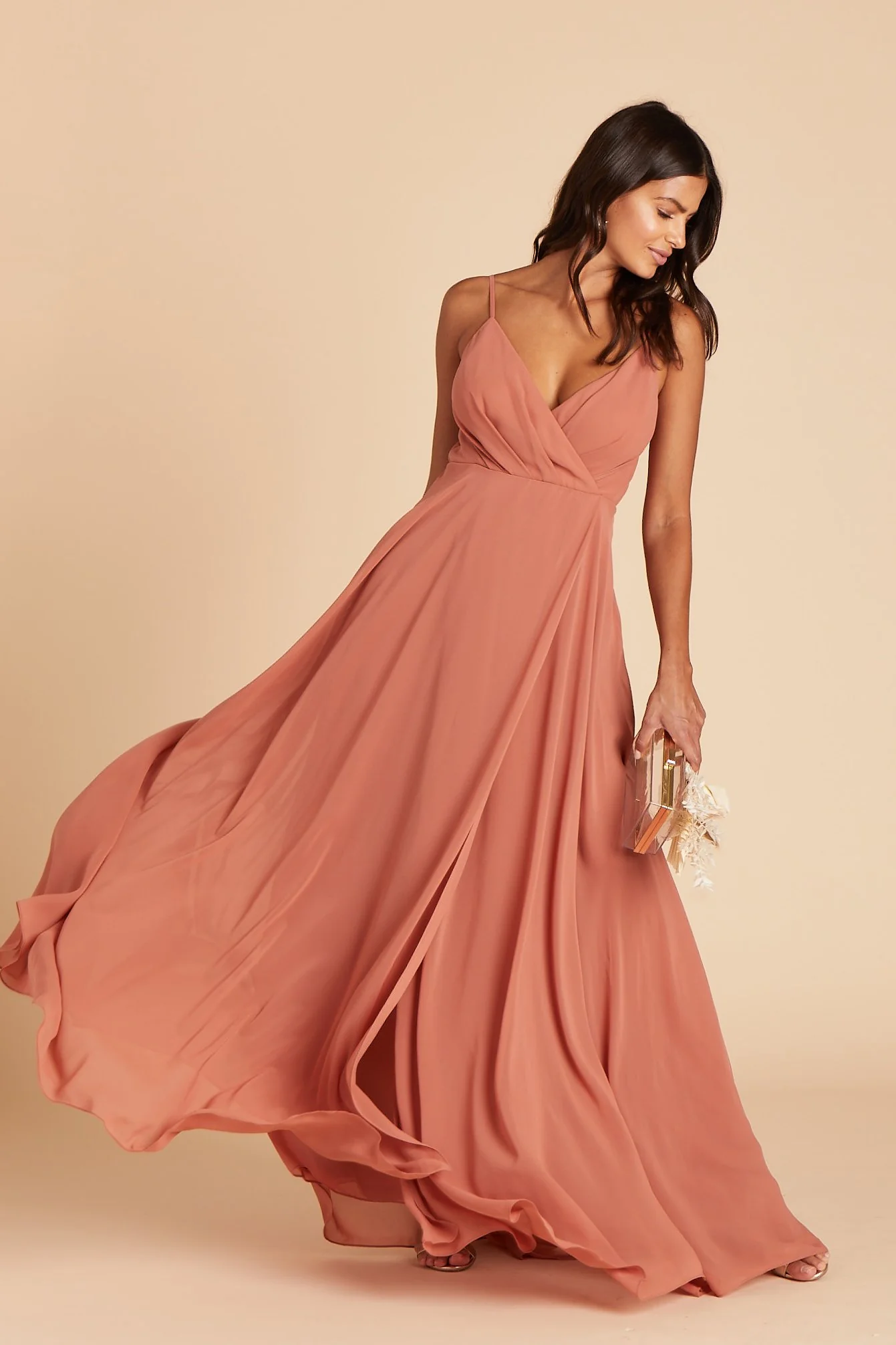 Kaia Chiffon Dress - Terracotta - Image 7