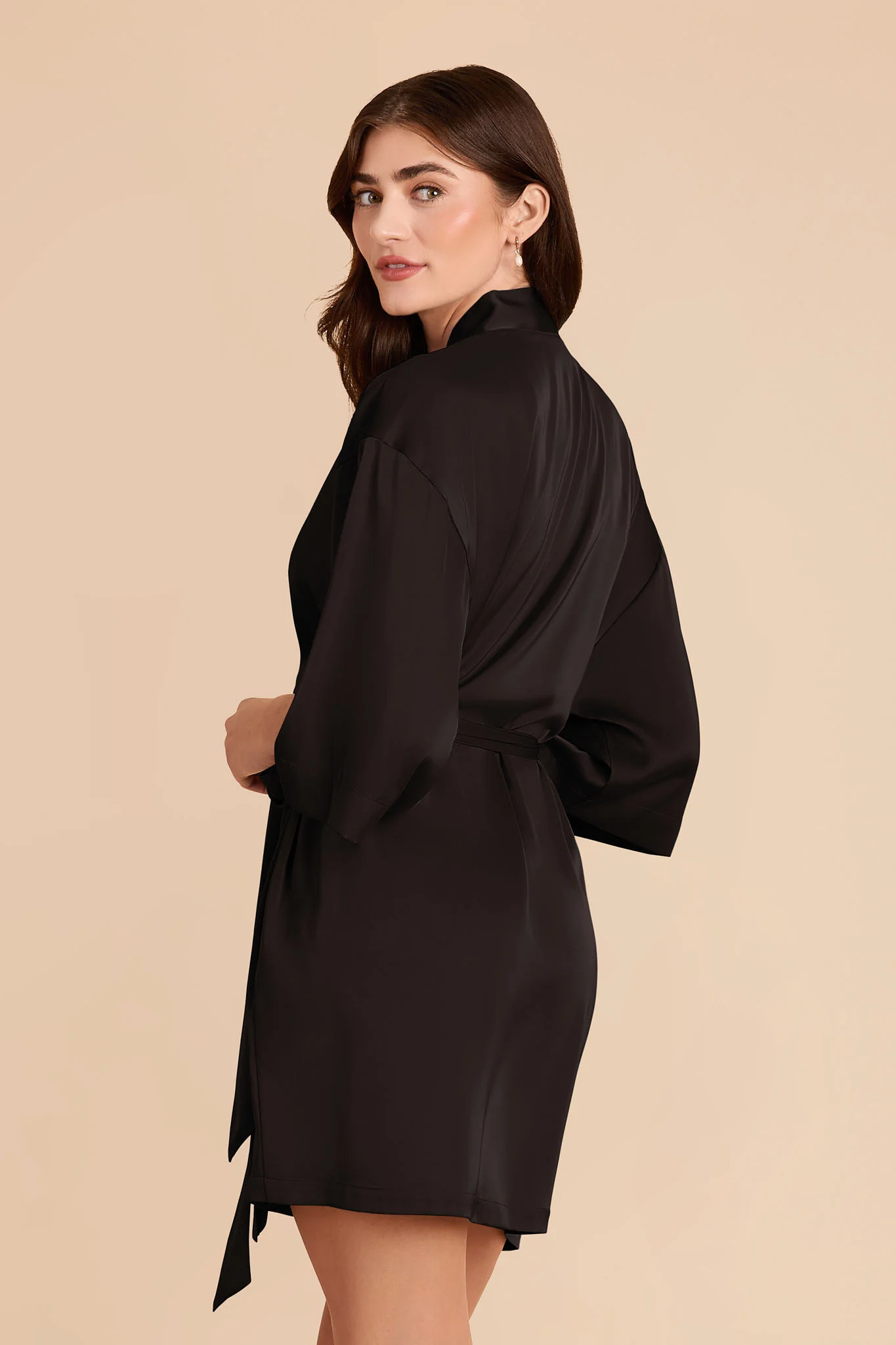 Karen Matte Satin Robe - Black - Image 4