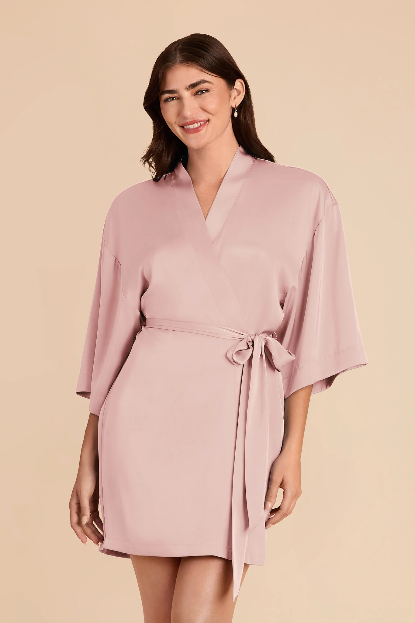 Karen Matte Satin Robe - Blush Pink