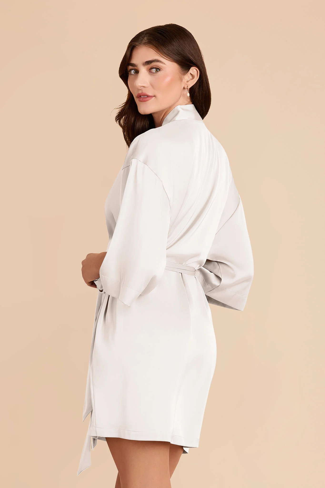 Karen Matte Satin Robe - Ivory - Image 4