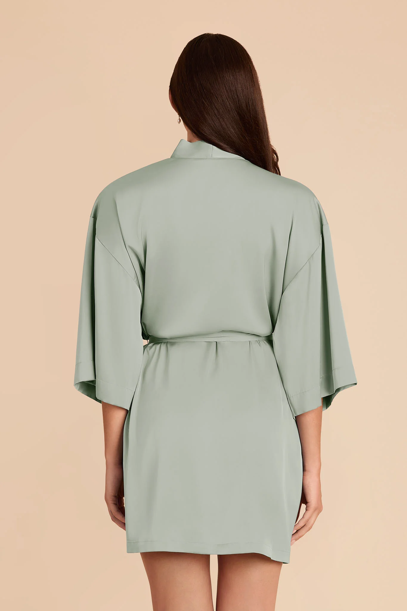 Karen Matte Satin Robe - Sage - Image 5