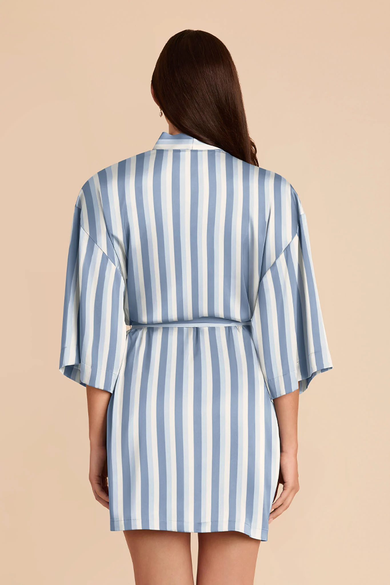 Karen Matte Satin Robe - Dusty Blue Stripe - Image 4