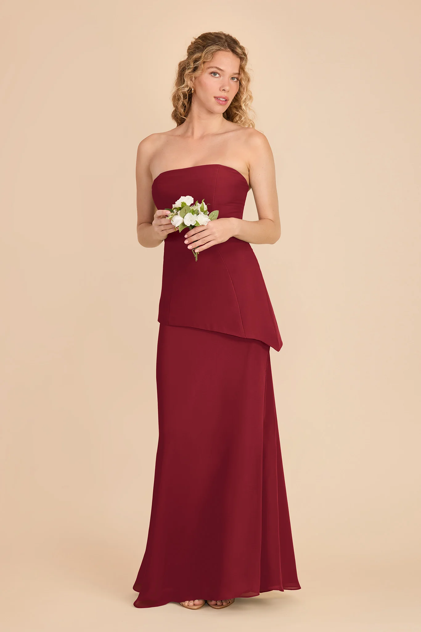 Kayla Chiffon Dress - Burgundy - Image 2