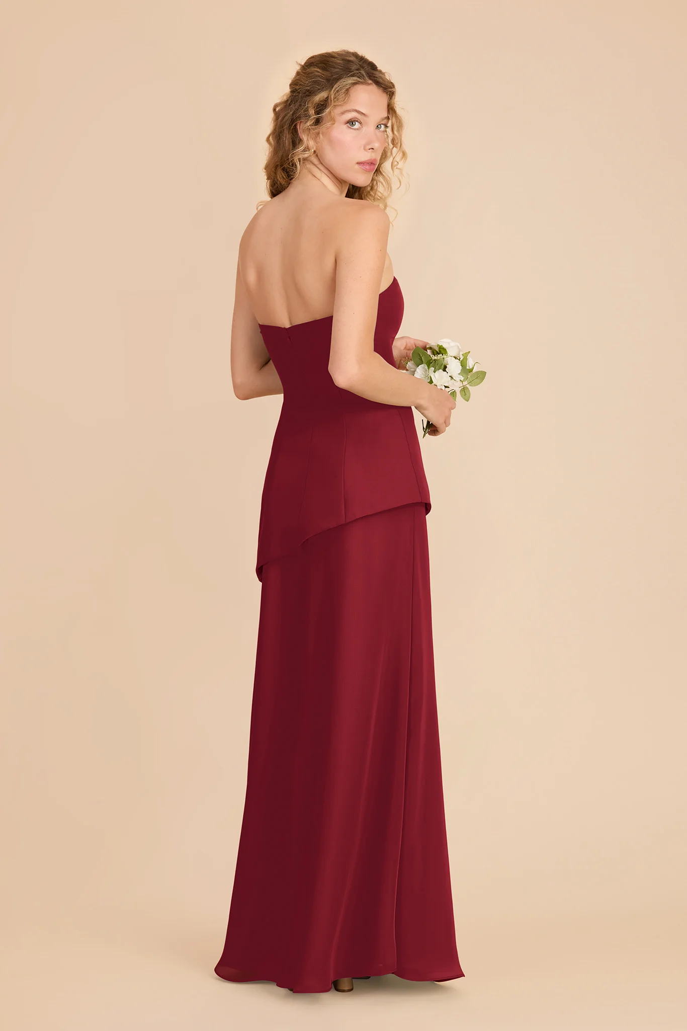 Kayla Chiffon Dress - Burgundy - Image 3