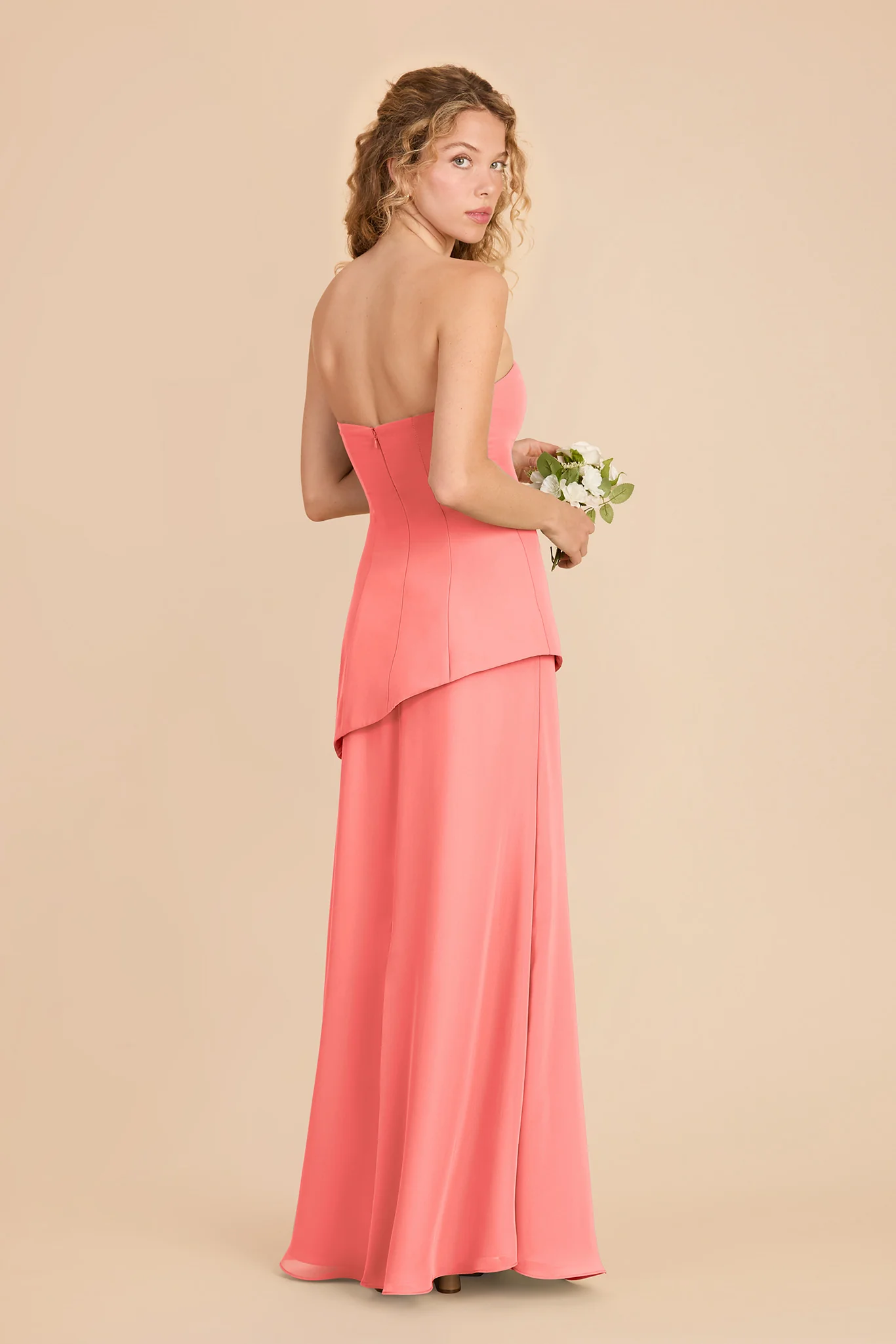 Kayla Chiffon Dress - Coral Pink - Image 3