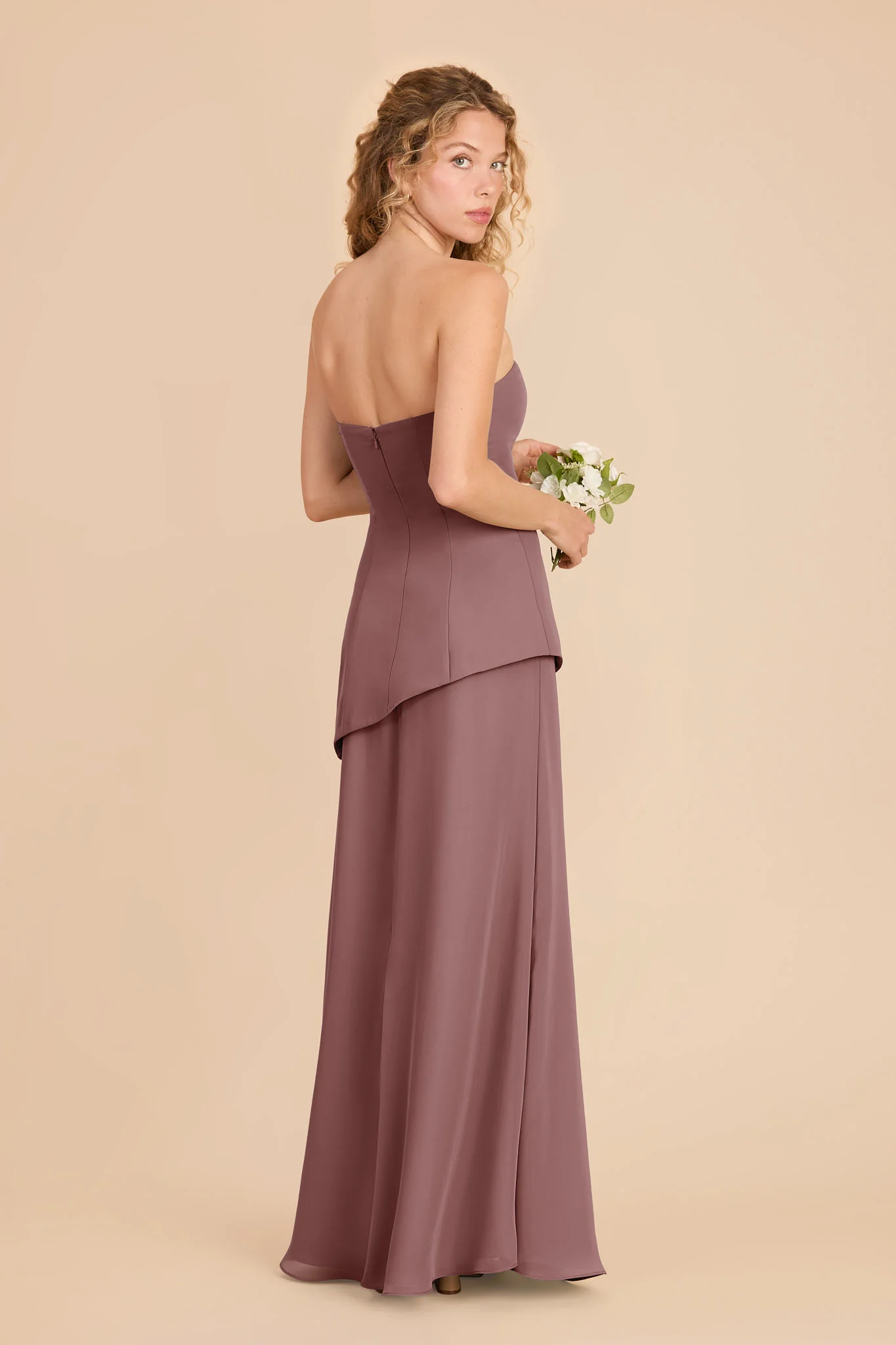 Kayla Chiffon Dress - Dark Mauve - Image 3