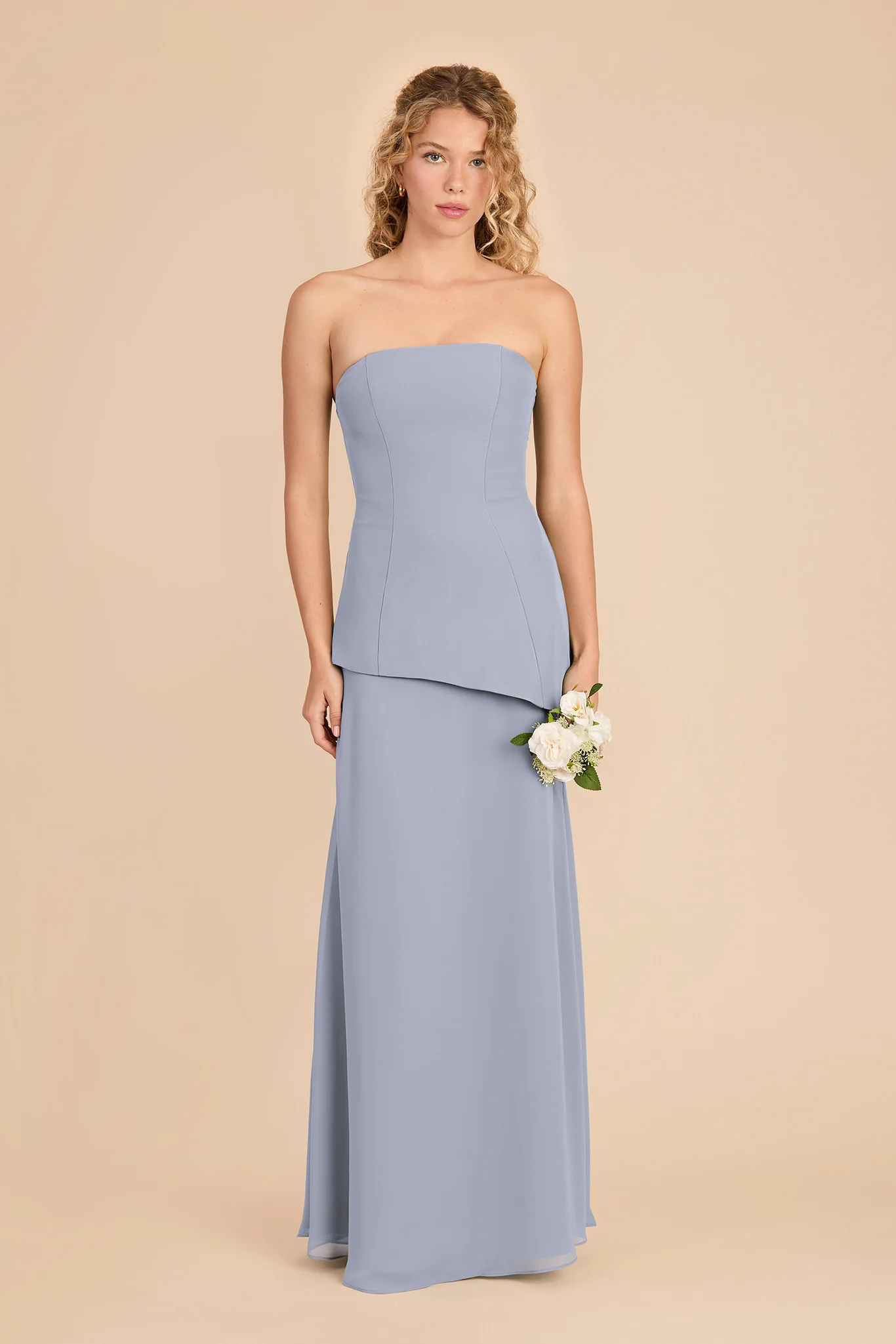 Kayla Chiffon Dress - Dusty Blue