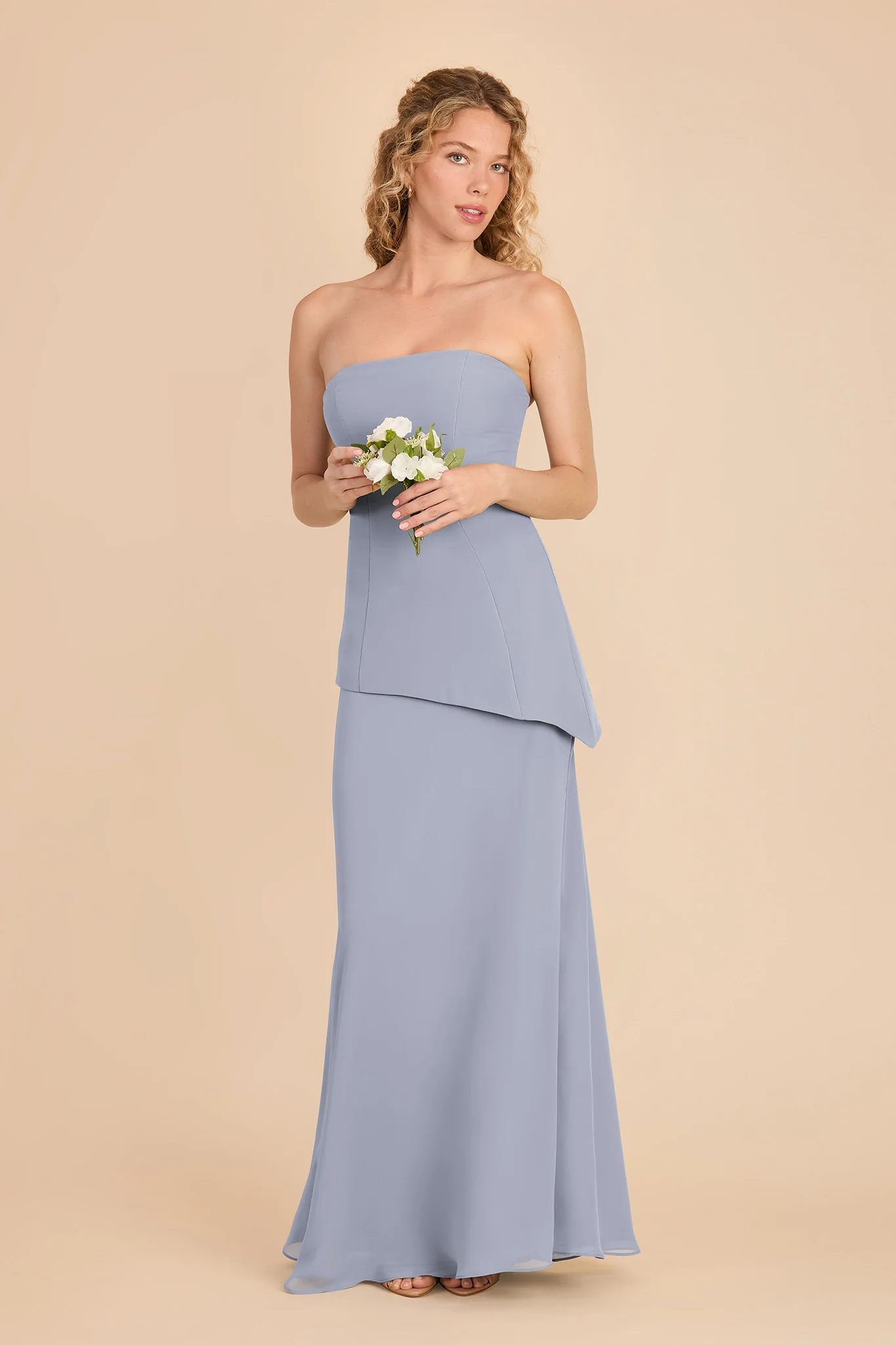 Kayla Chiffon Dress - Dusty Blue - Image 2
