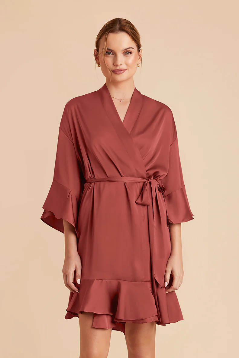Kenny Matte Satin Robe - Auburn