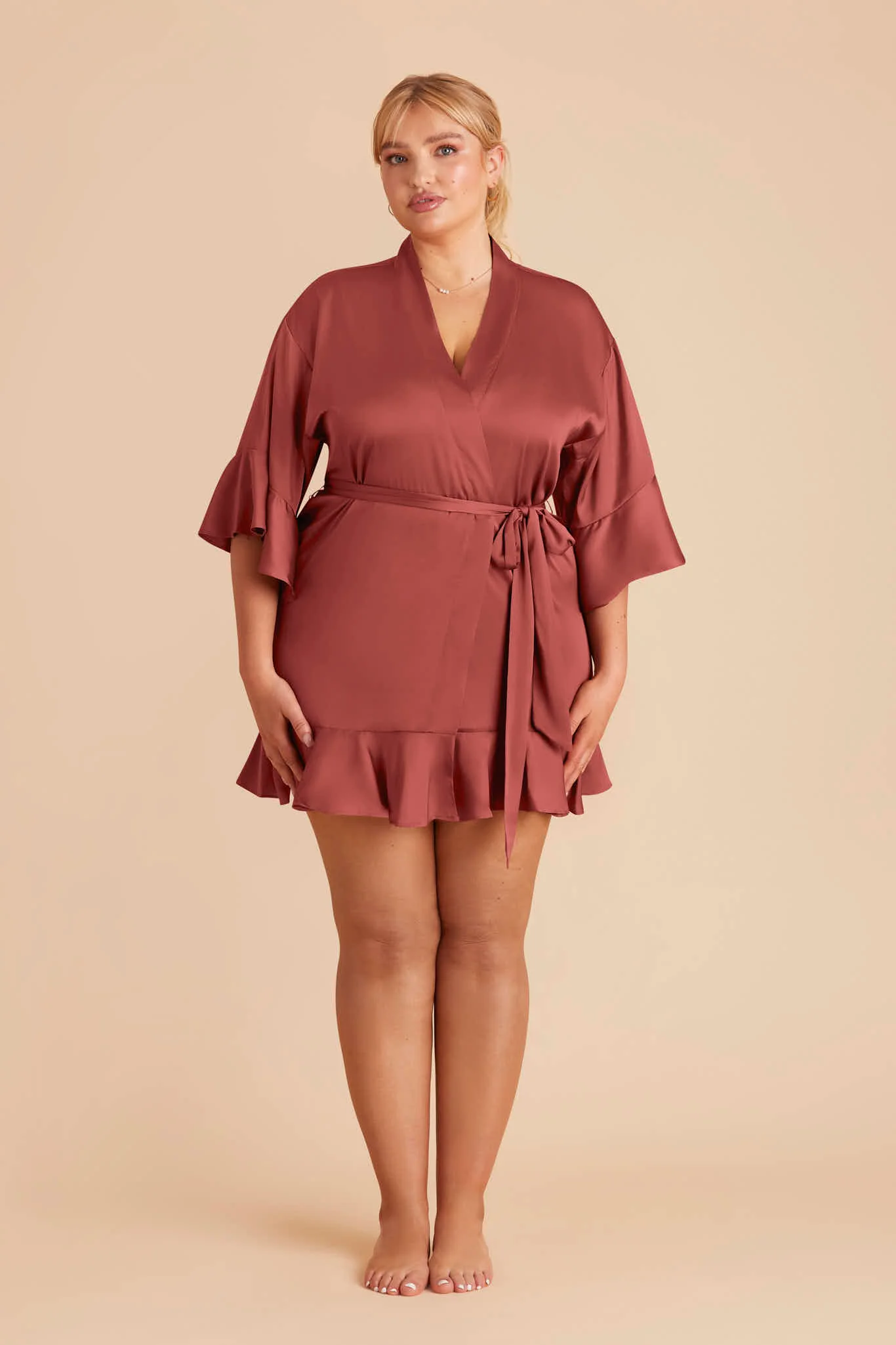 Kenny Matte Satin Robe - Auburn - Image 2