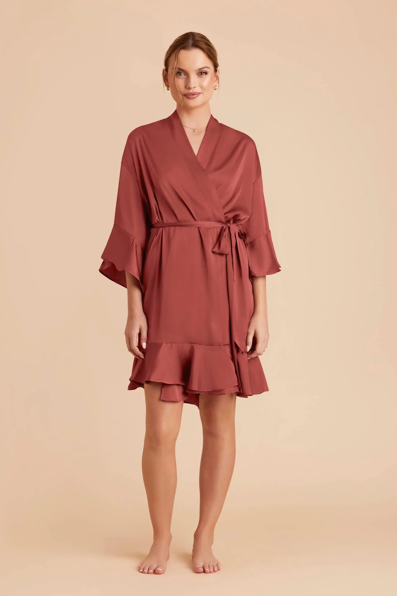 Kenny Matte Satin Robe - Auburn - Image 3