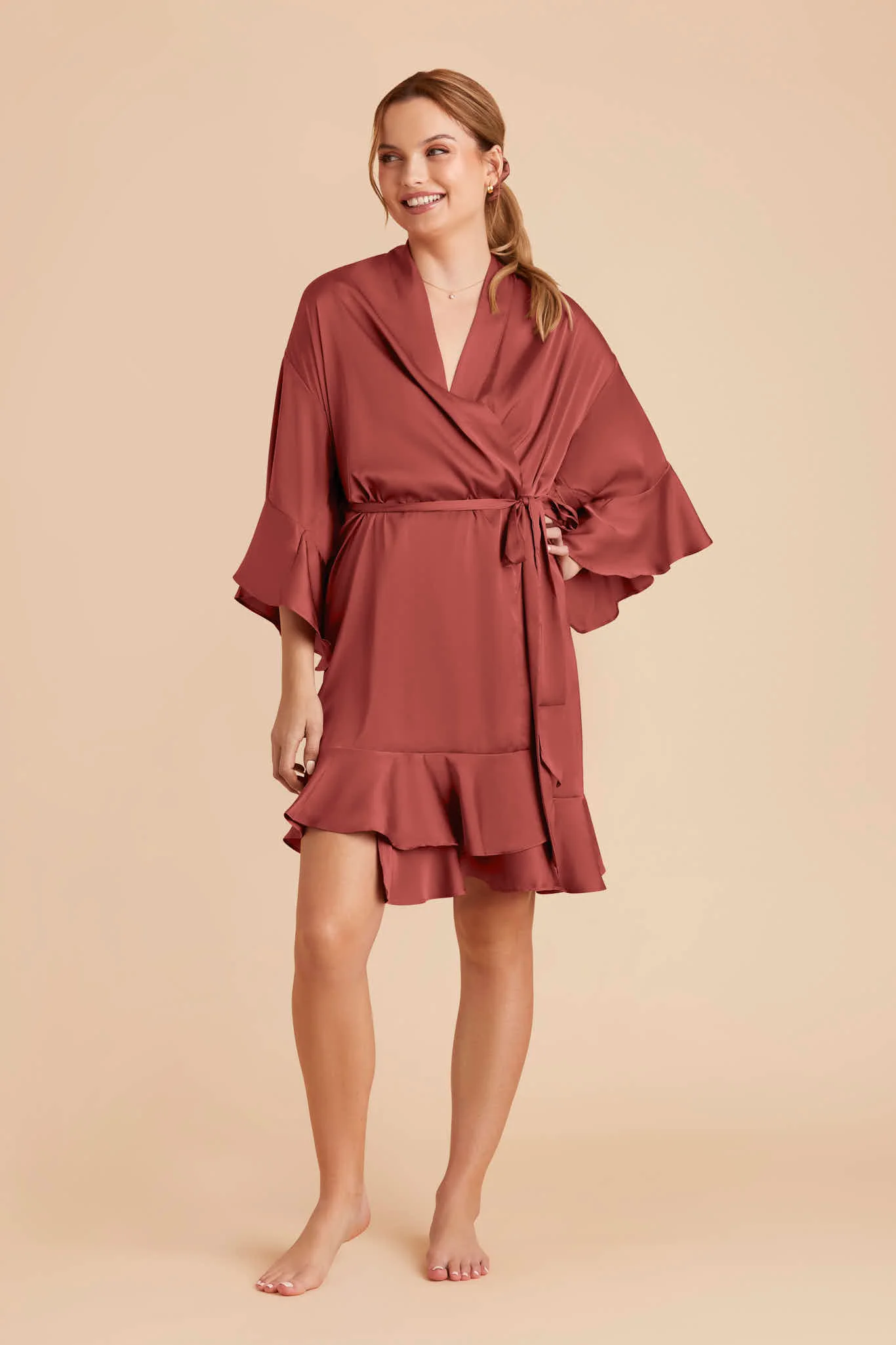 Kenny Matte Satin Robe - Auburn - Image 4