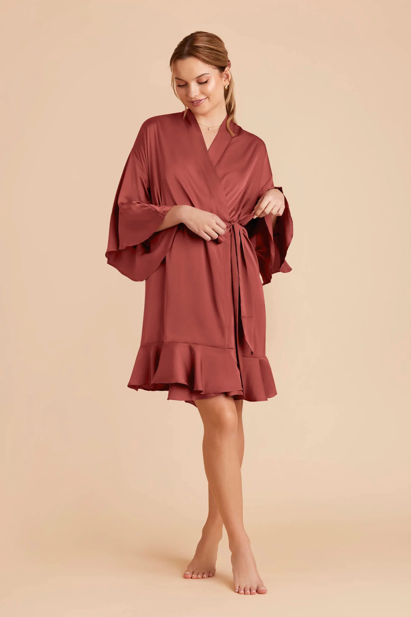 Kenny Matte Satin Robe - Auburn - Image 5