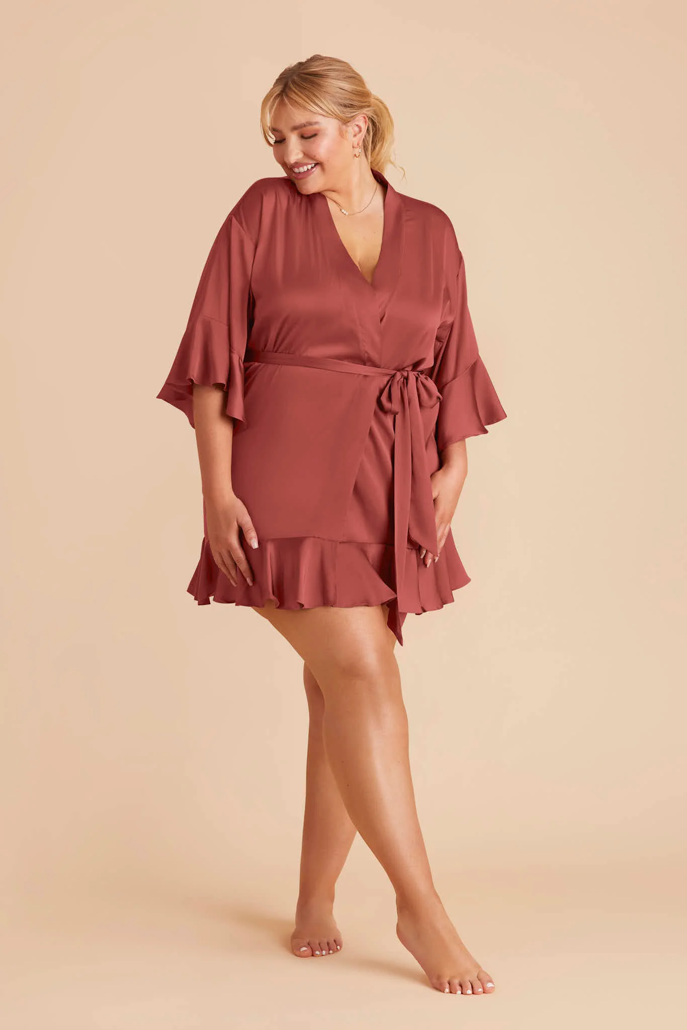 Kenny Matte Satin Robe - Auburn - Image 8
