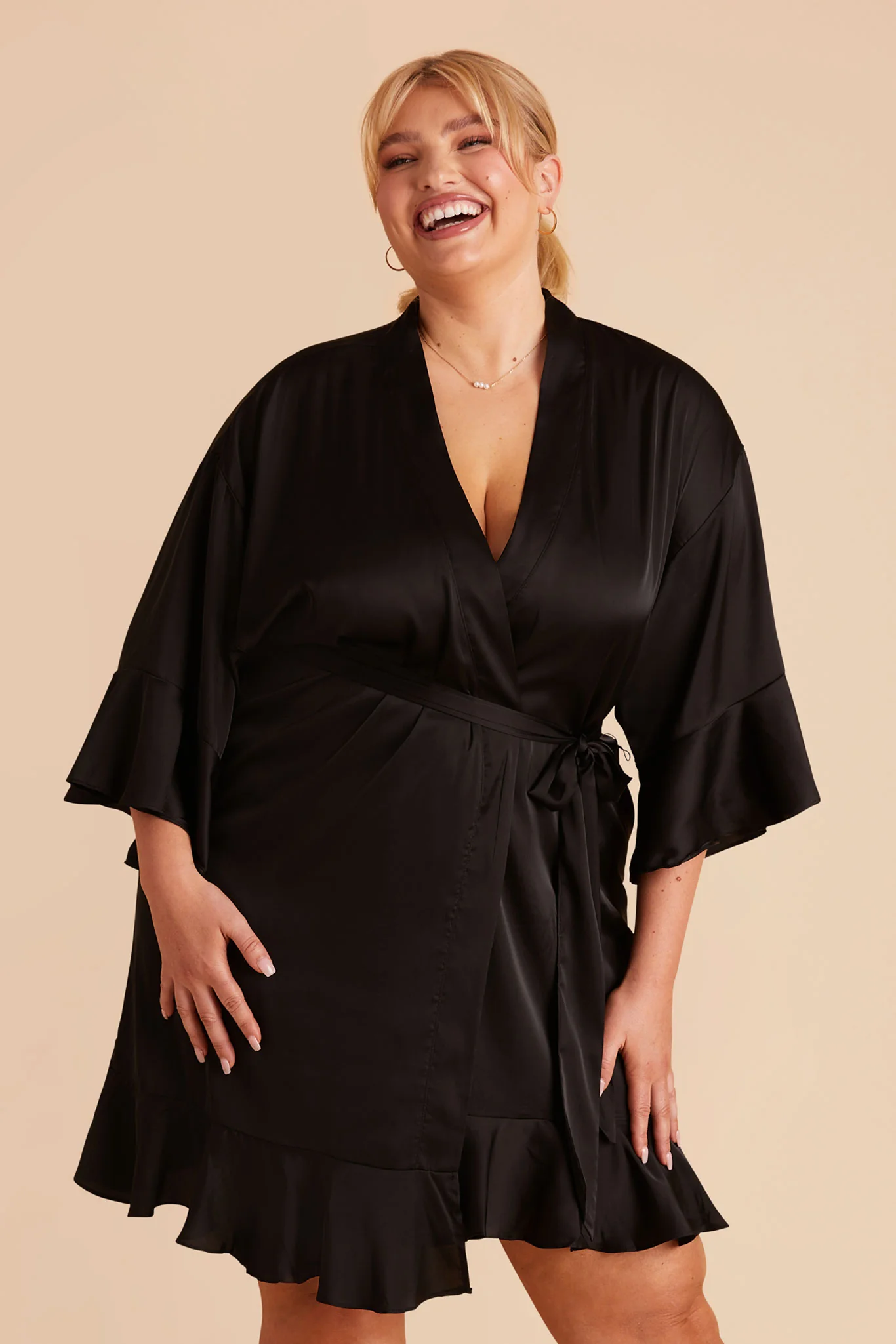 Kenny Matte Satin Robe - Black - Image 11