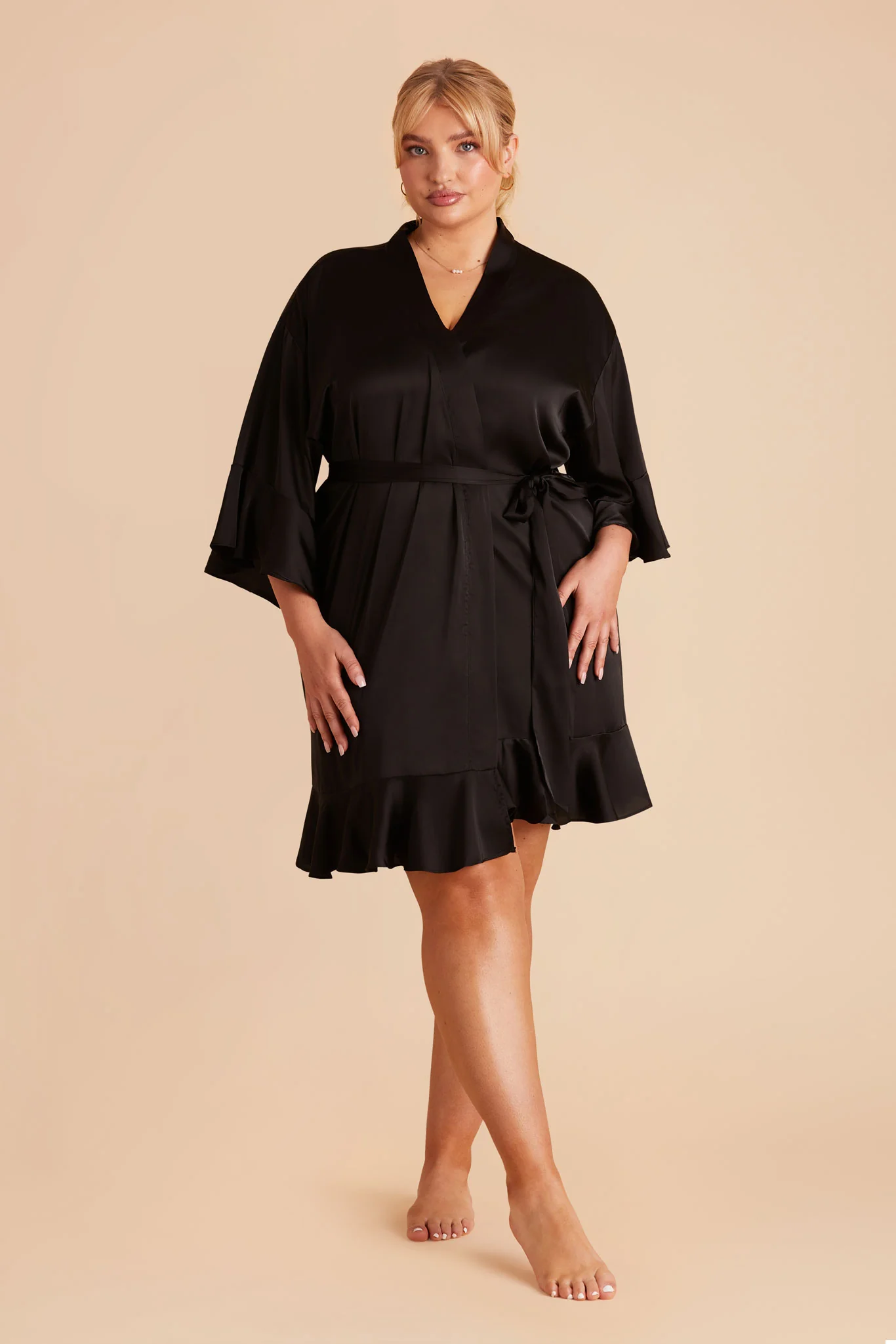 Kenny Matte Satin Robe - Black - Image 12