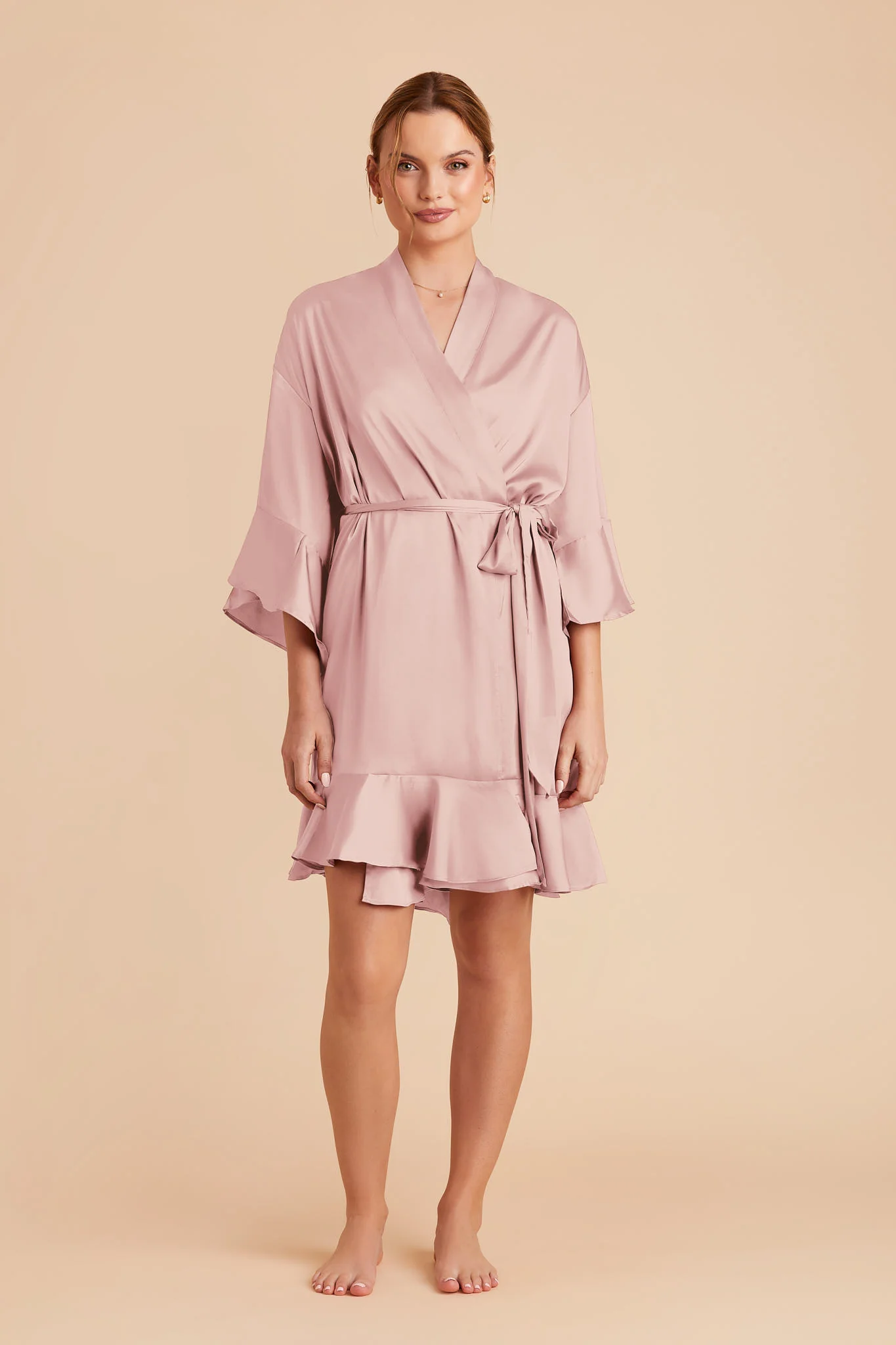 Kenny Matte Satin Robe - Blush Pink - Image 5
