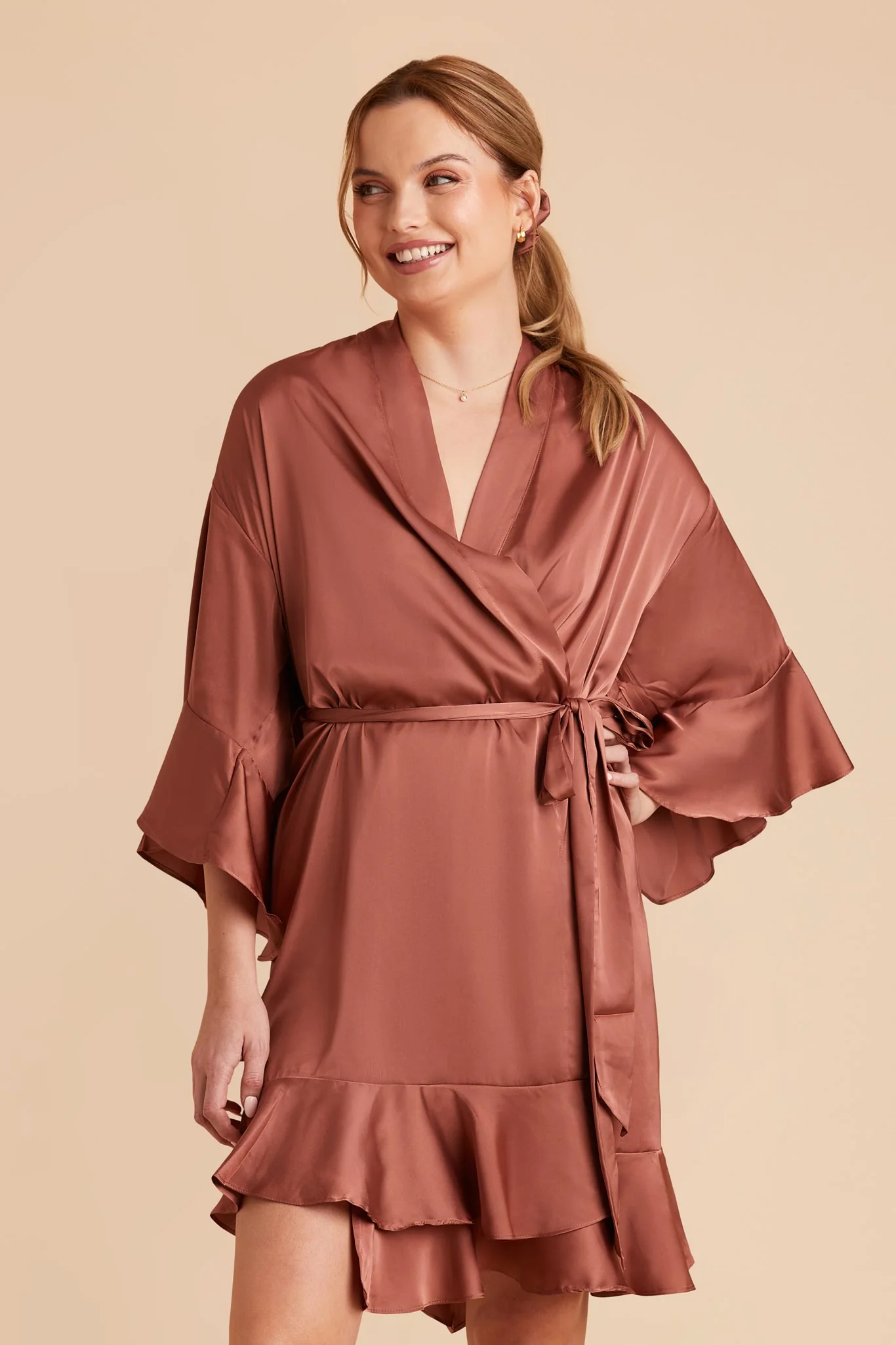 Kenny Matte Satin Robe - Desert Rose - Image 5
