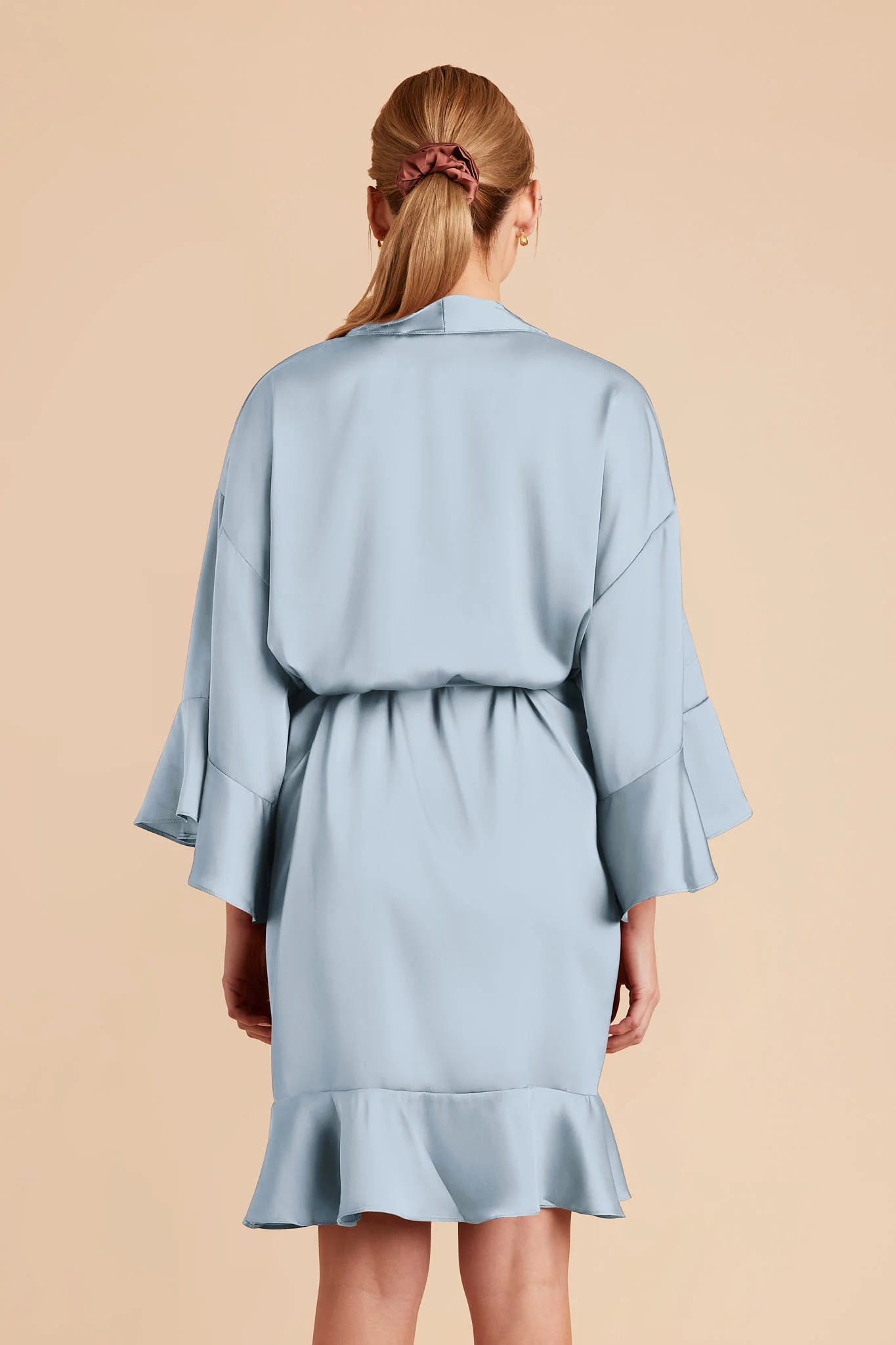 Kenny Matte Satin Robe - Dusty Blue - Image 7