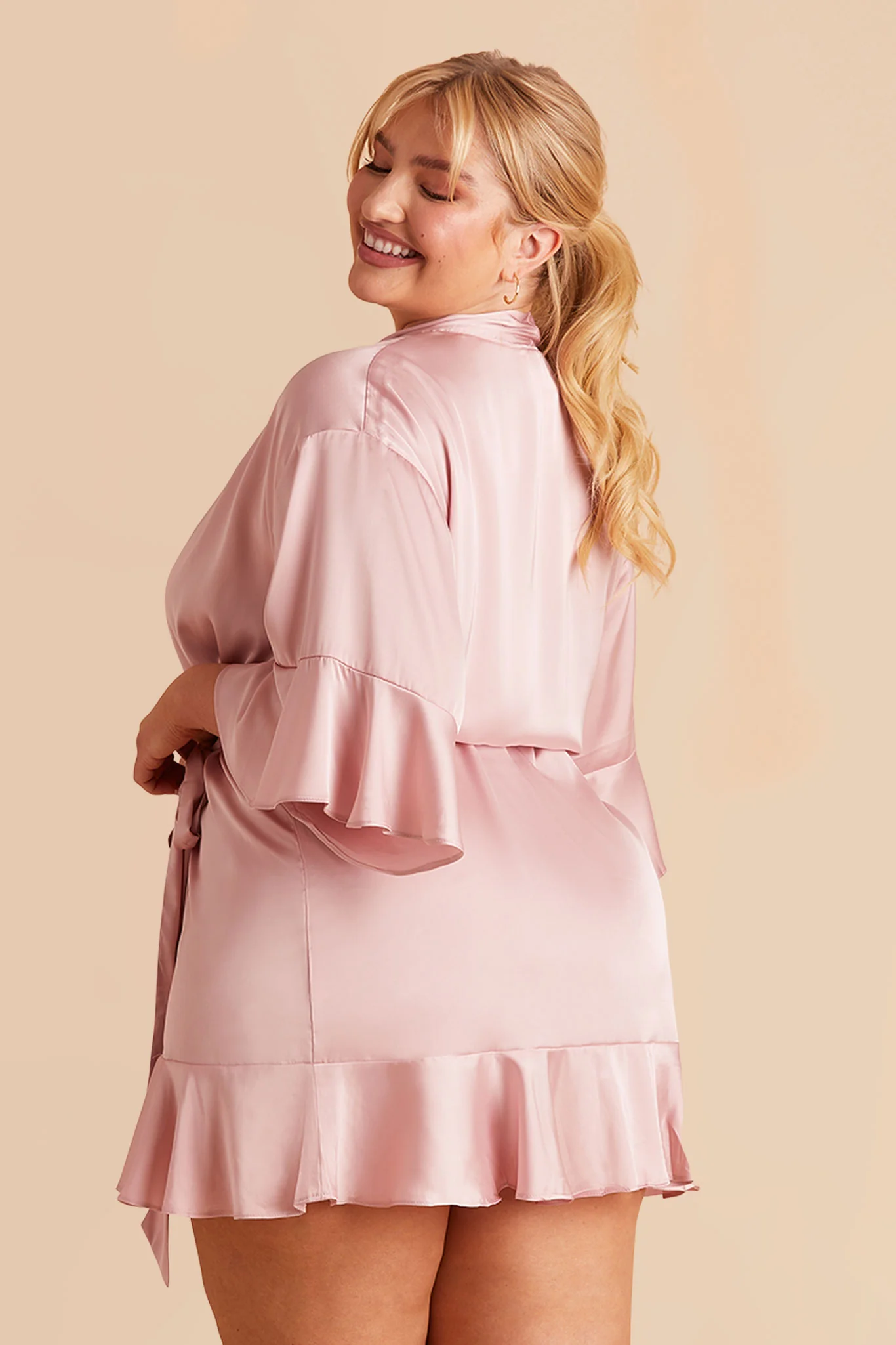 Kenny Matte Satin Robe - Dusty Pink - Image 6