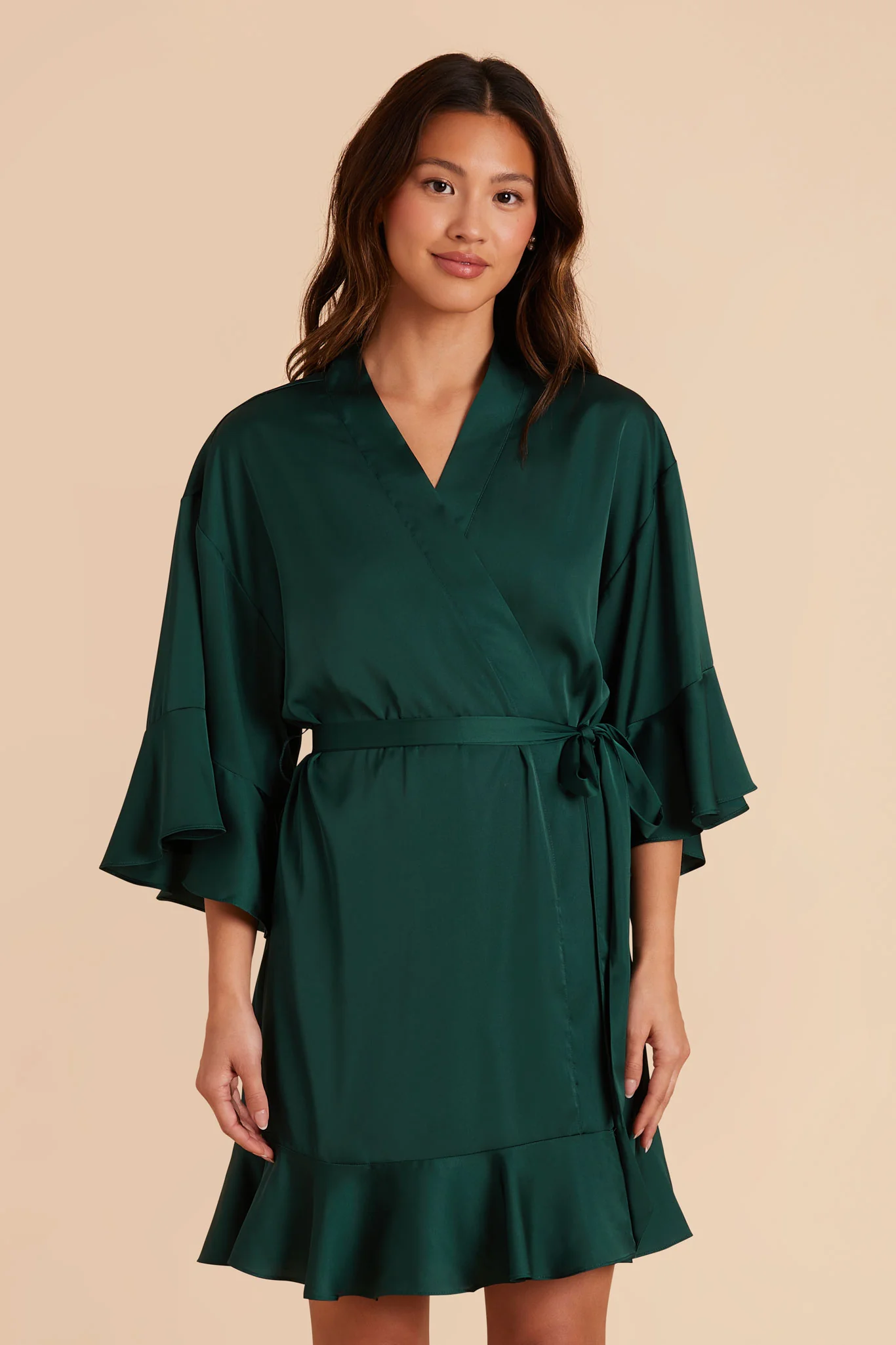 Kenny Matte Satin Robe - Emerald - Image 2