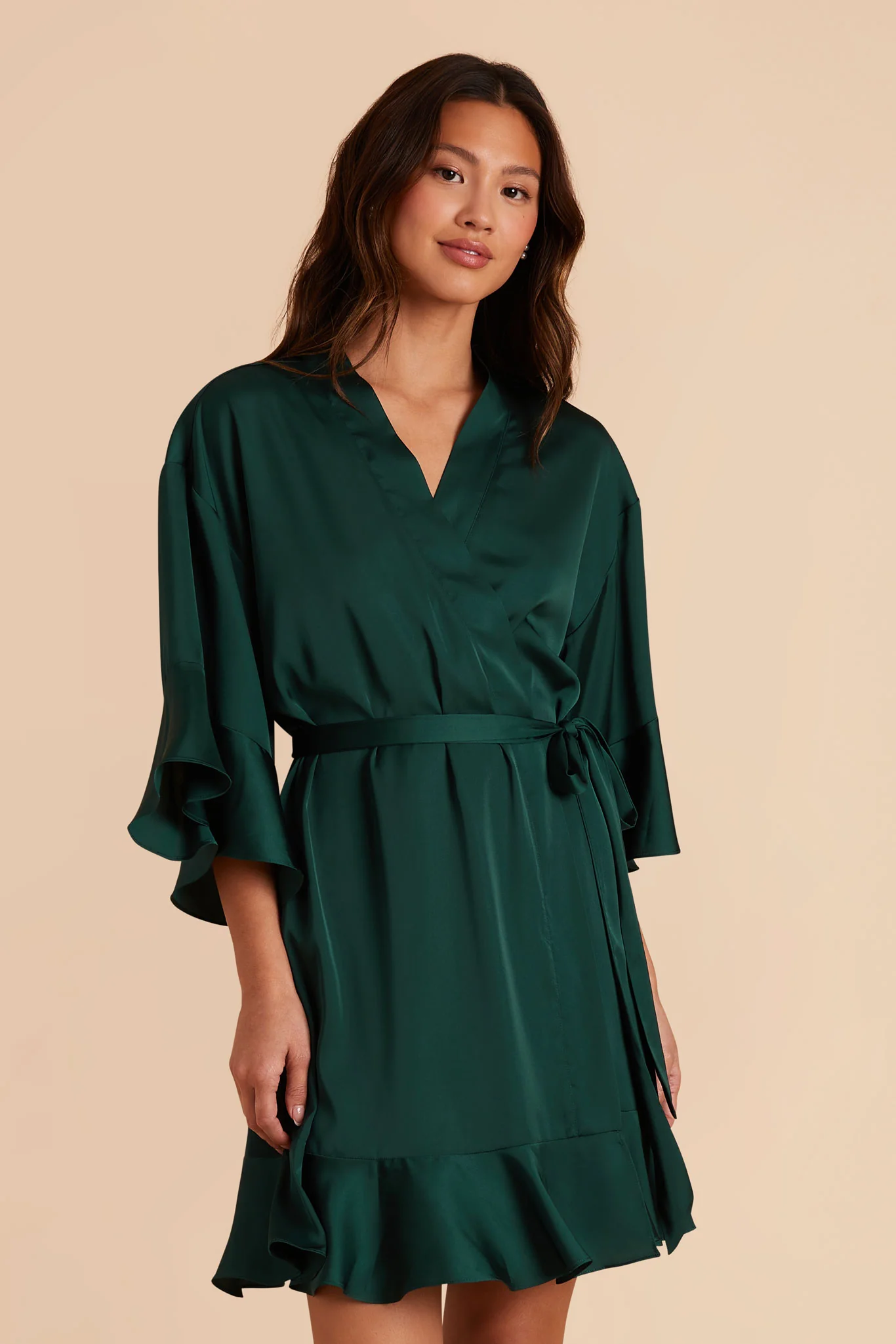 Kenny Matte Satin Robe - Emerald - Image 5
