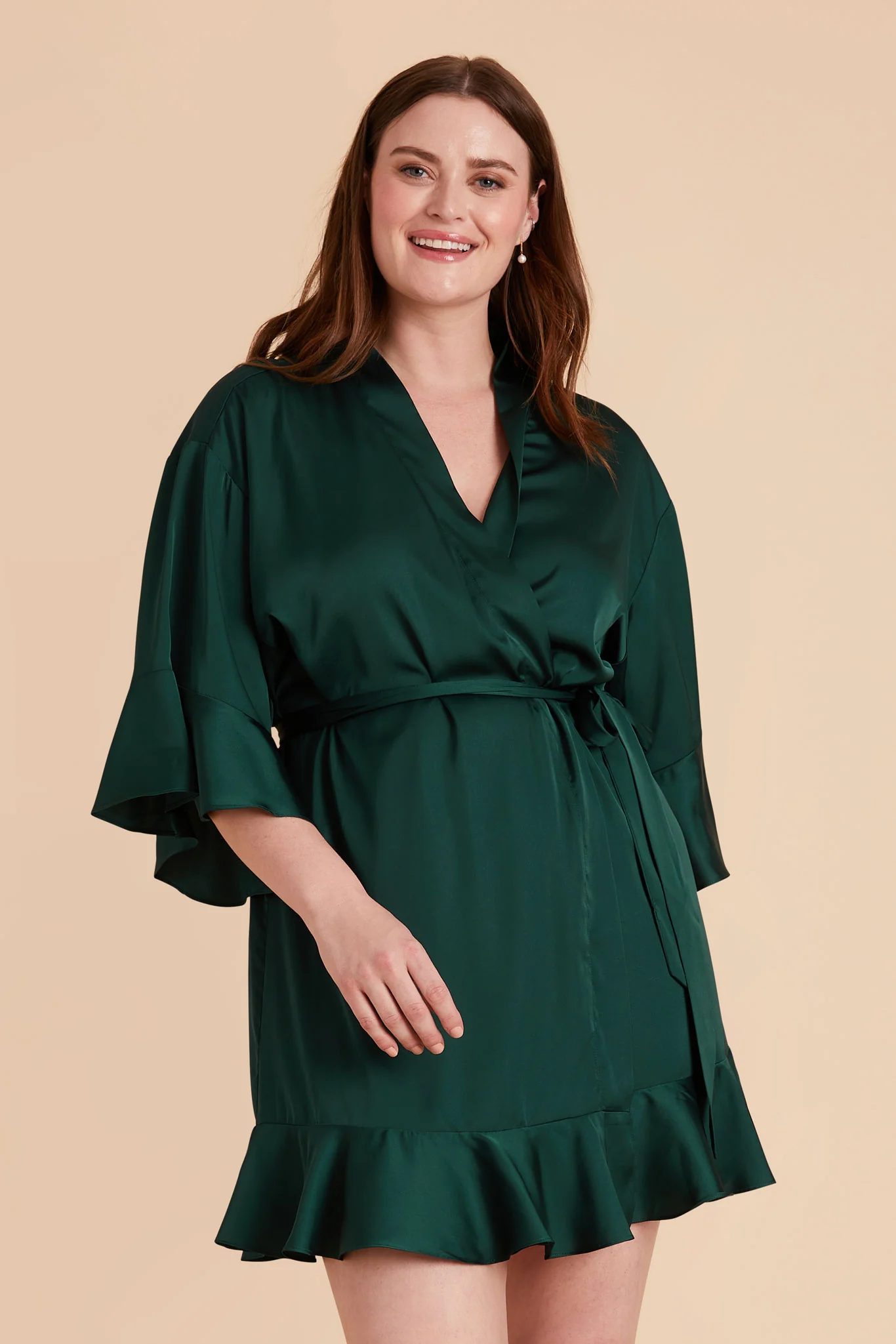 Kenny Matte Satin Robe - Emerald - Image 8