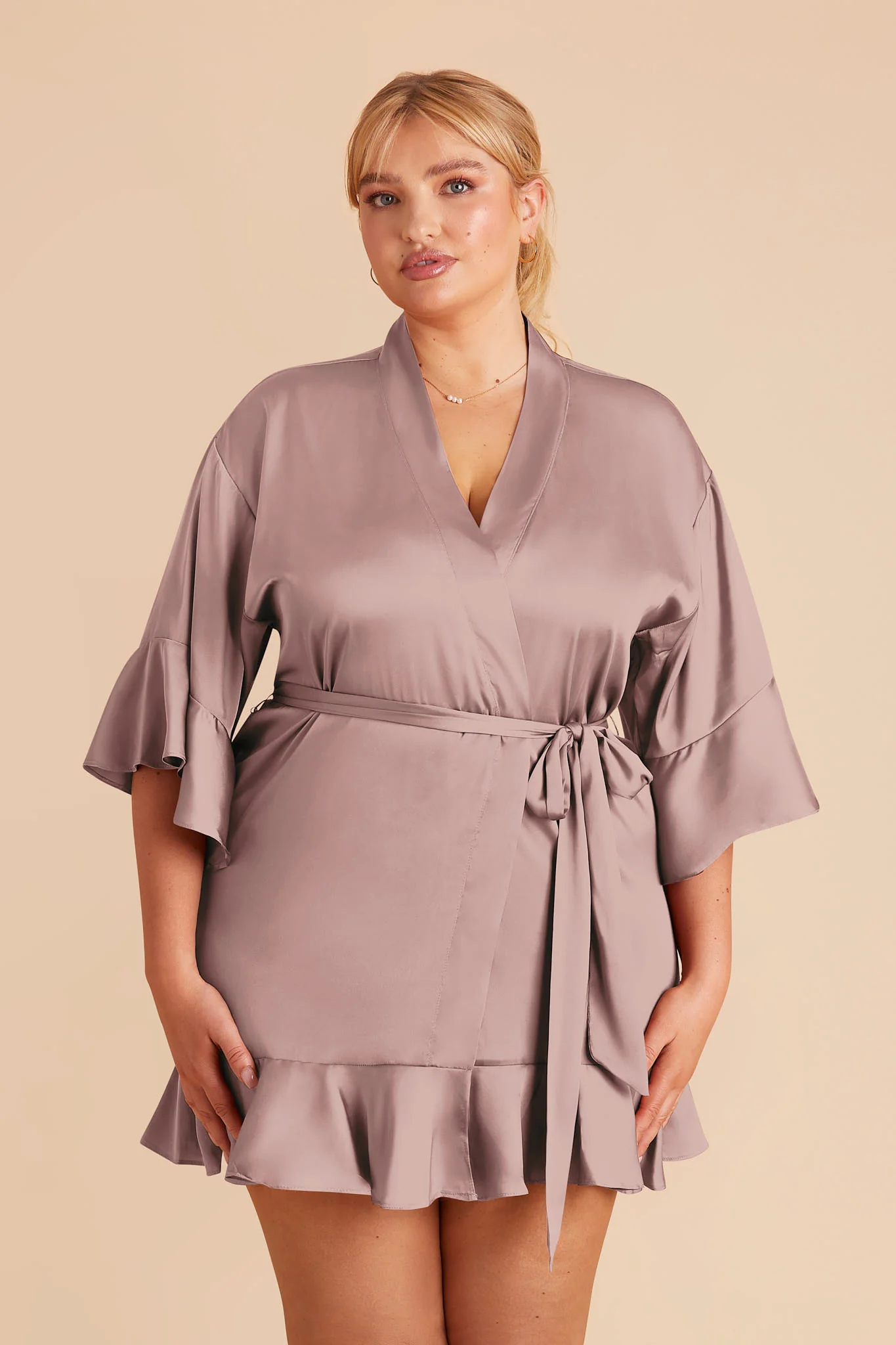 Kenny Matte Satin Robe - English Rose - Image 2