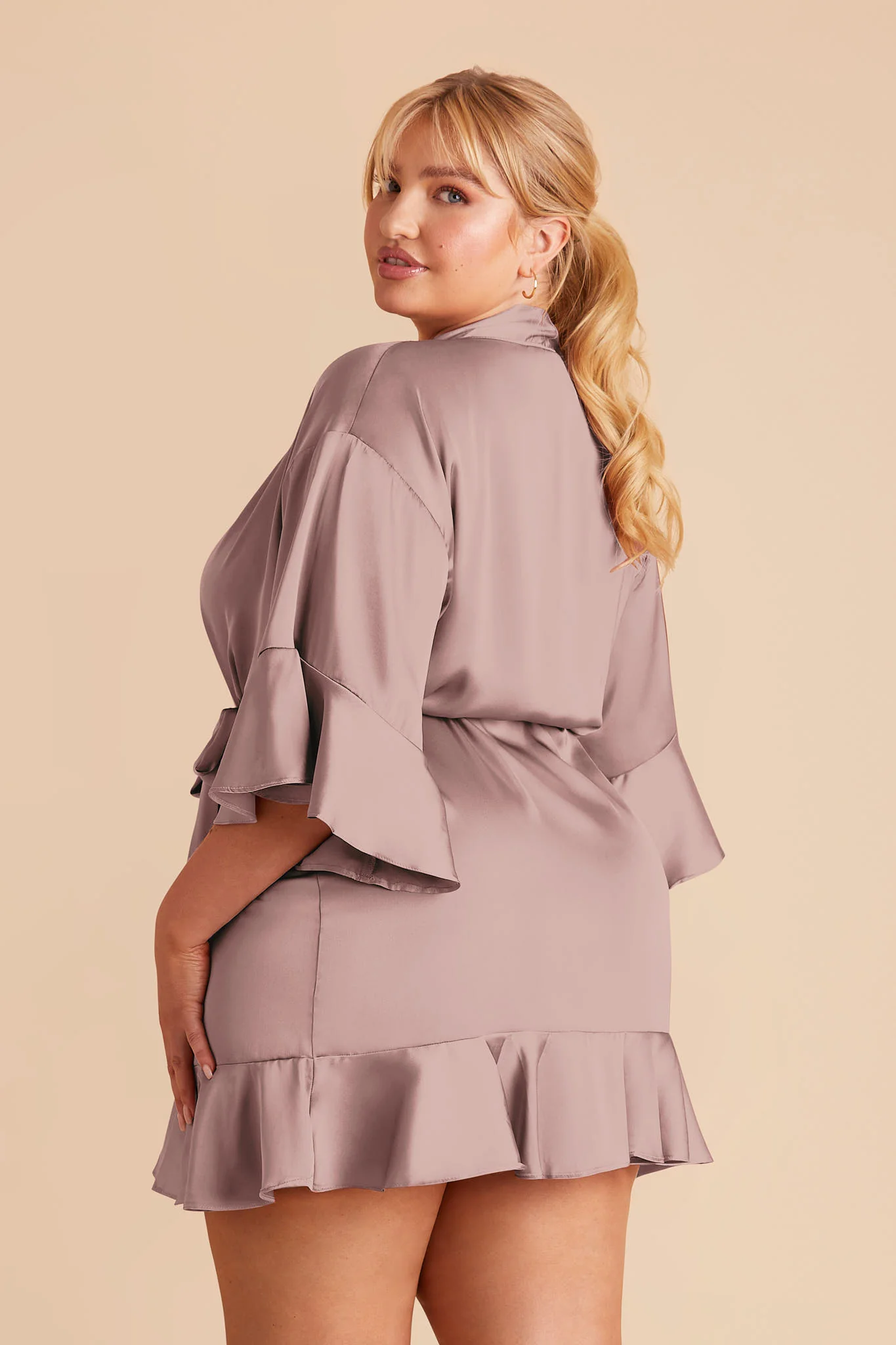 Kenny Matte Satin Robe - English Rose - Image 7