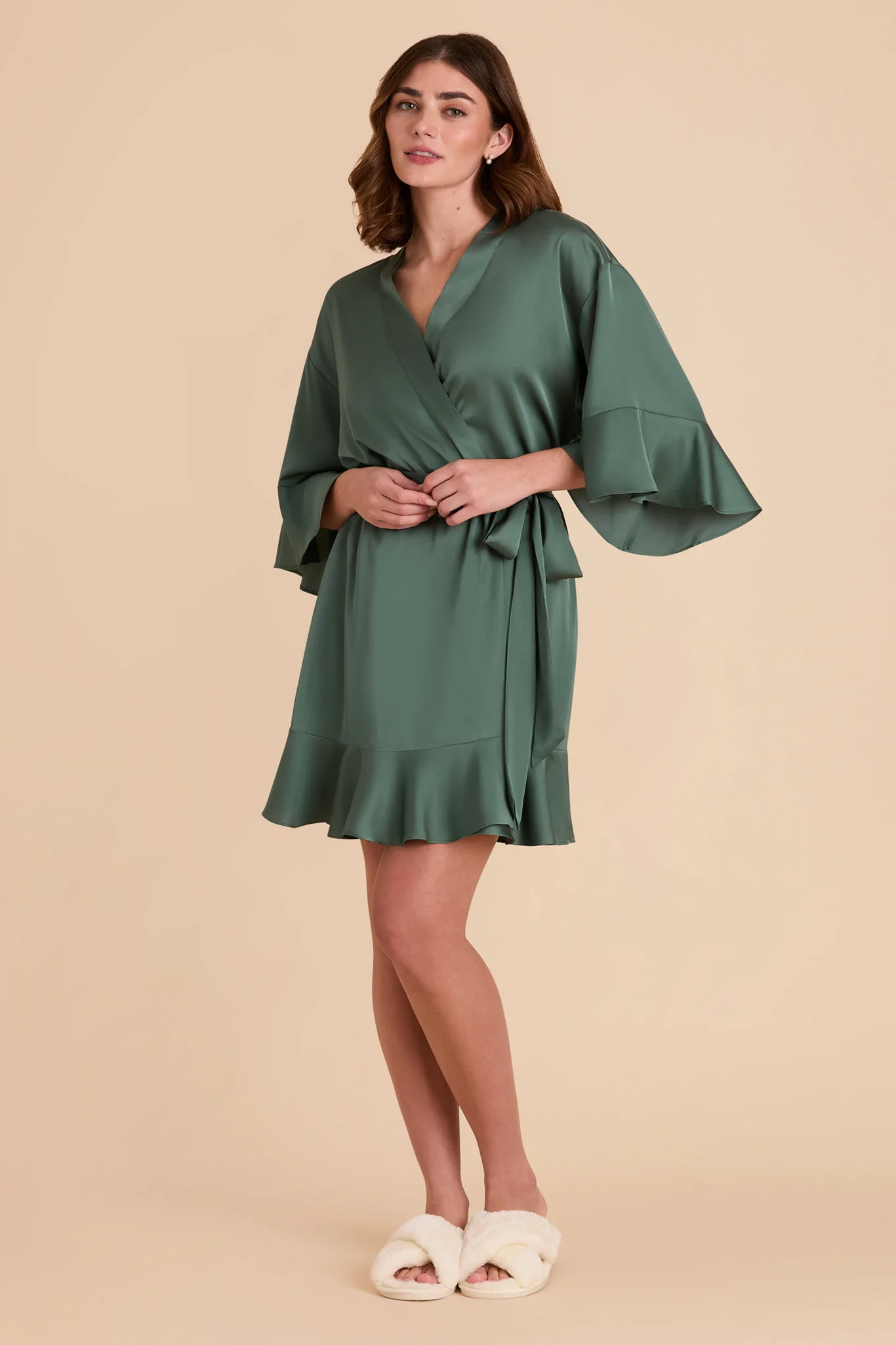 Kenny Matte Satin Robe - Eucalyptus - Image 3
