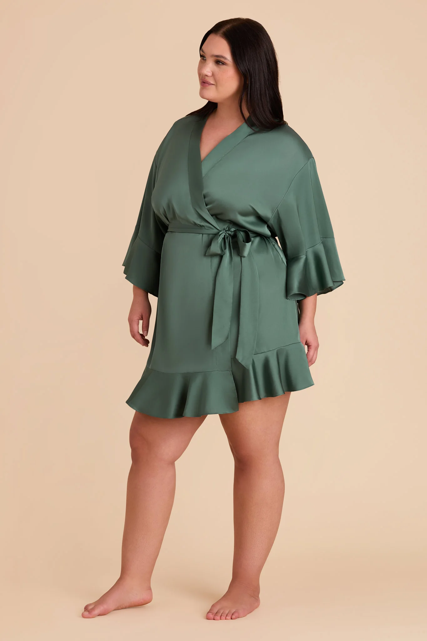 Kenny Matte Satin Robe - Eucalyptus - Image 9